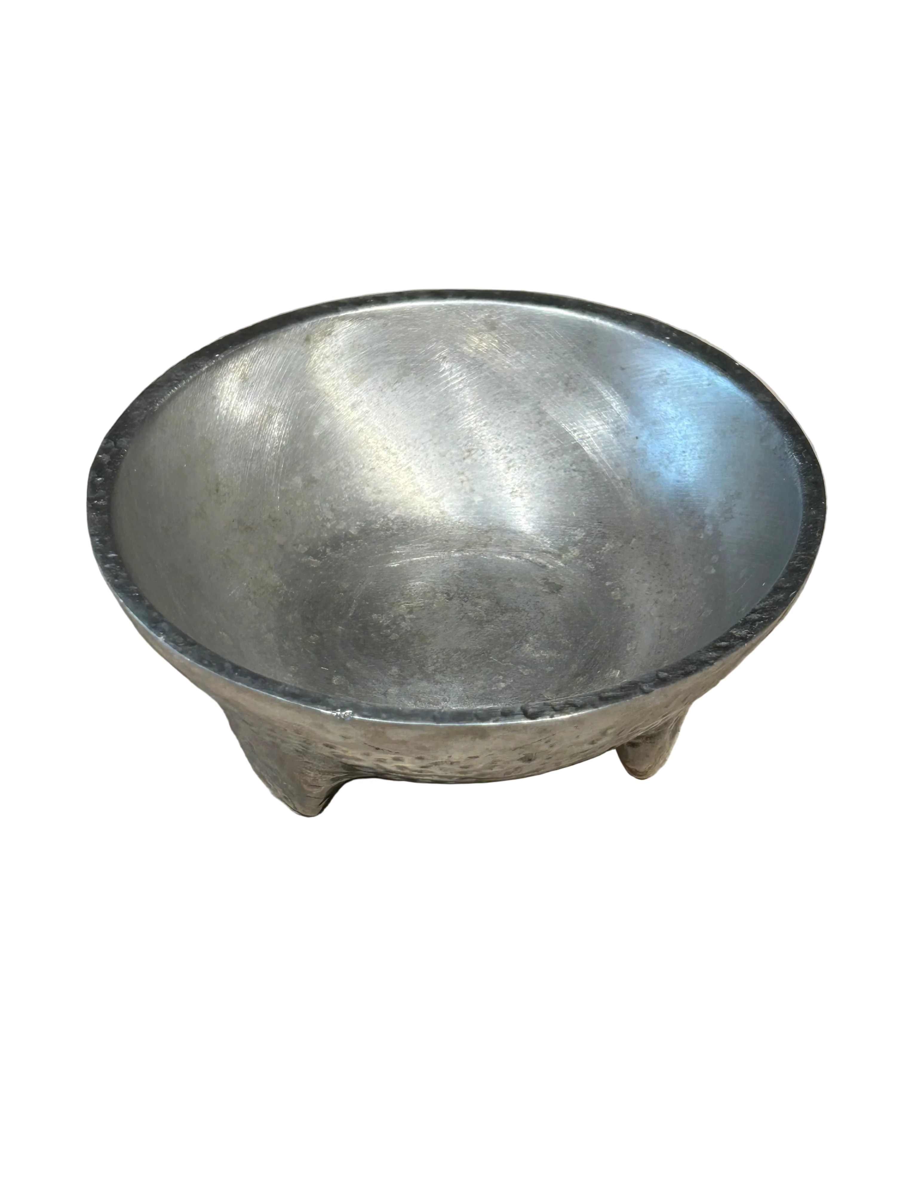 Vintage three-legged hammered aluminum bowl