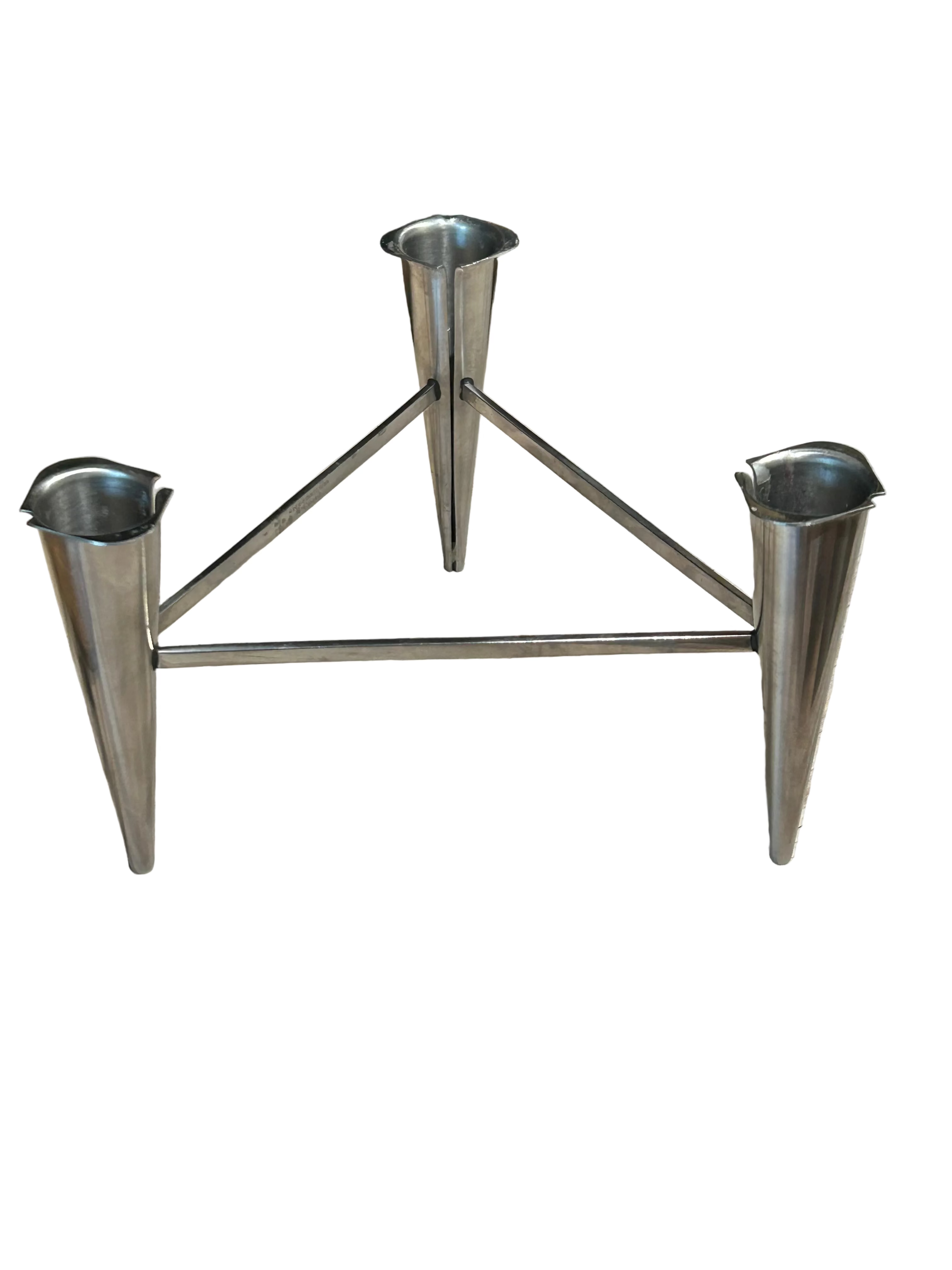 Vintage MCM stainless steel candelabra