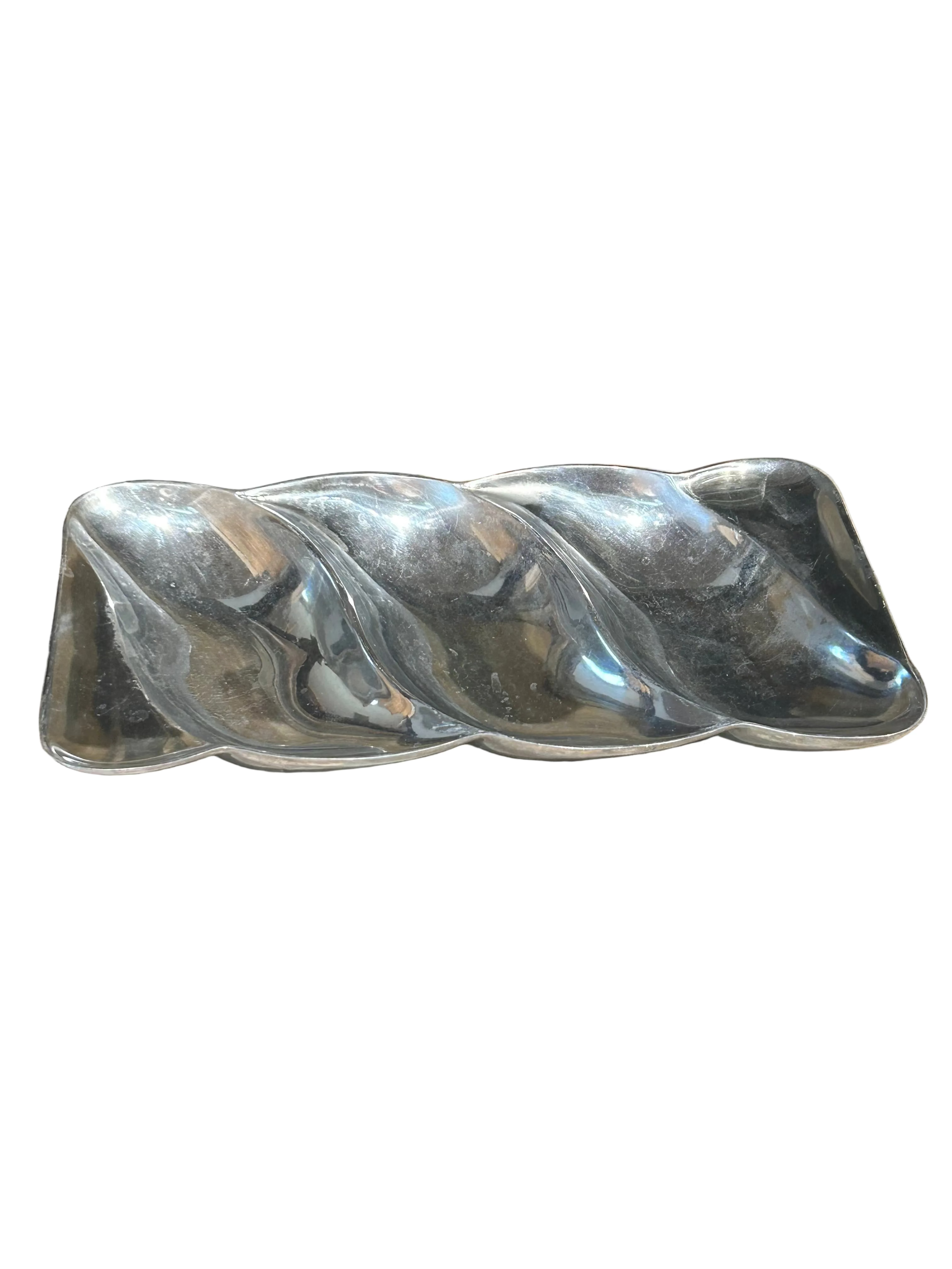 Vintage silver-toned metal centerpiece tray