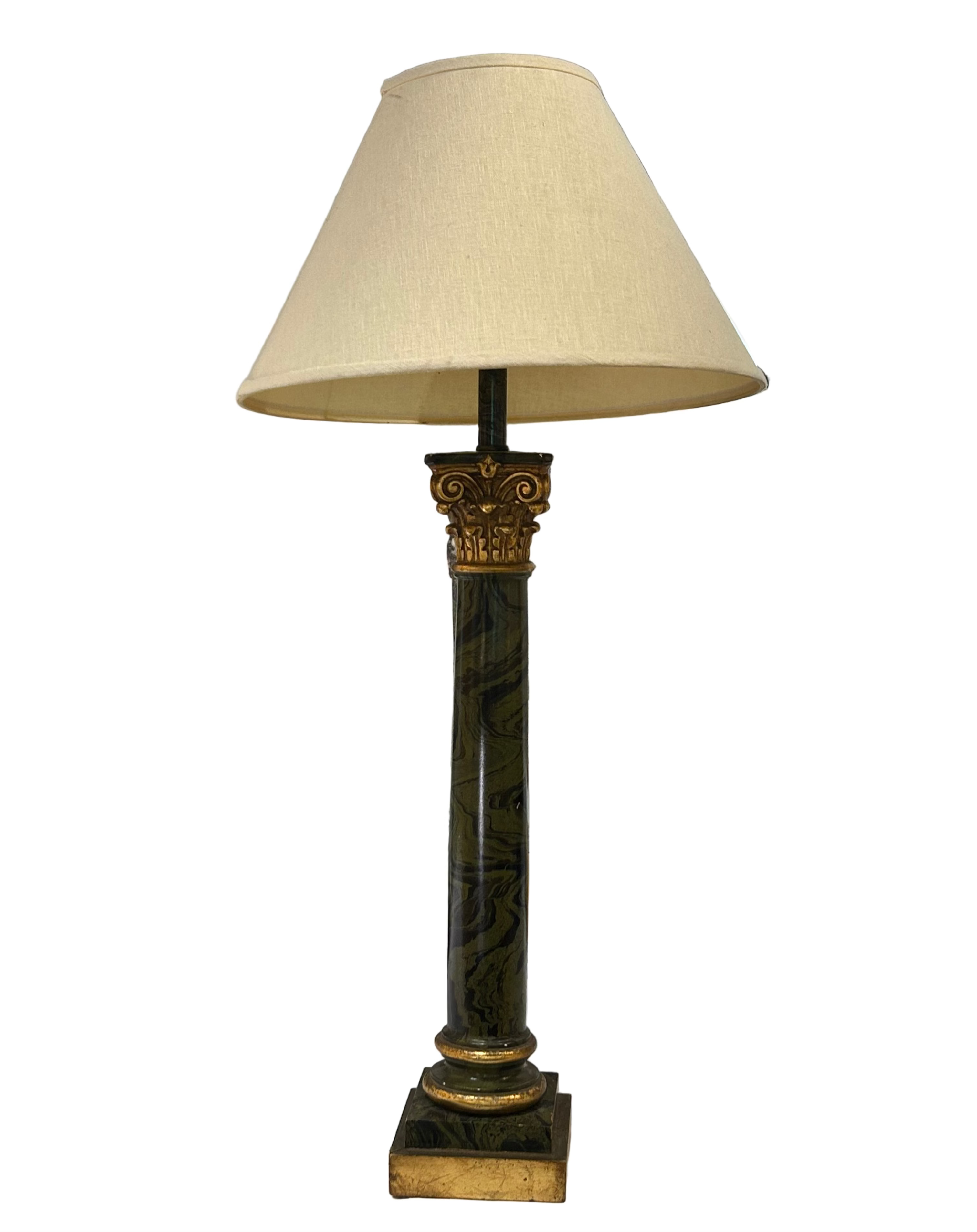 Vintage marbleized column lamp