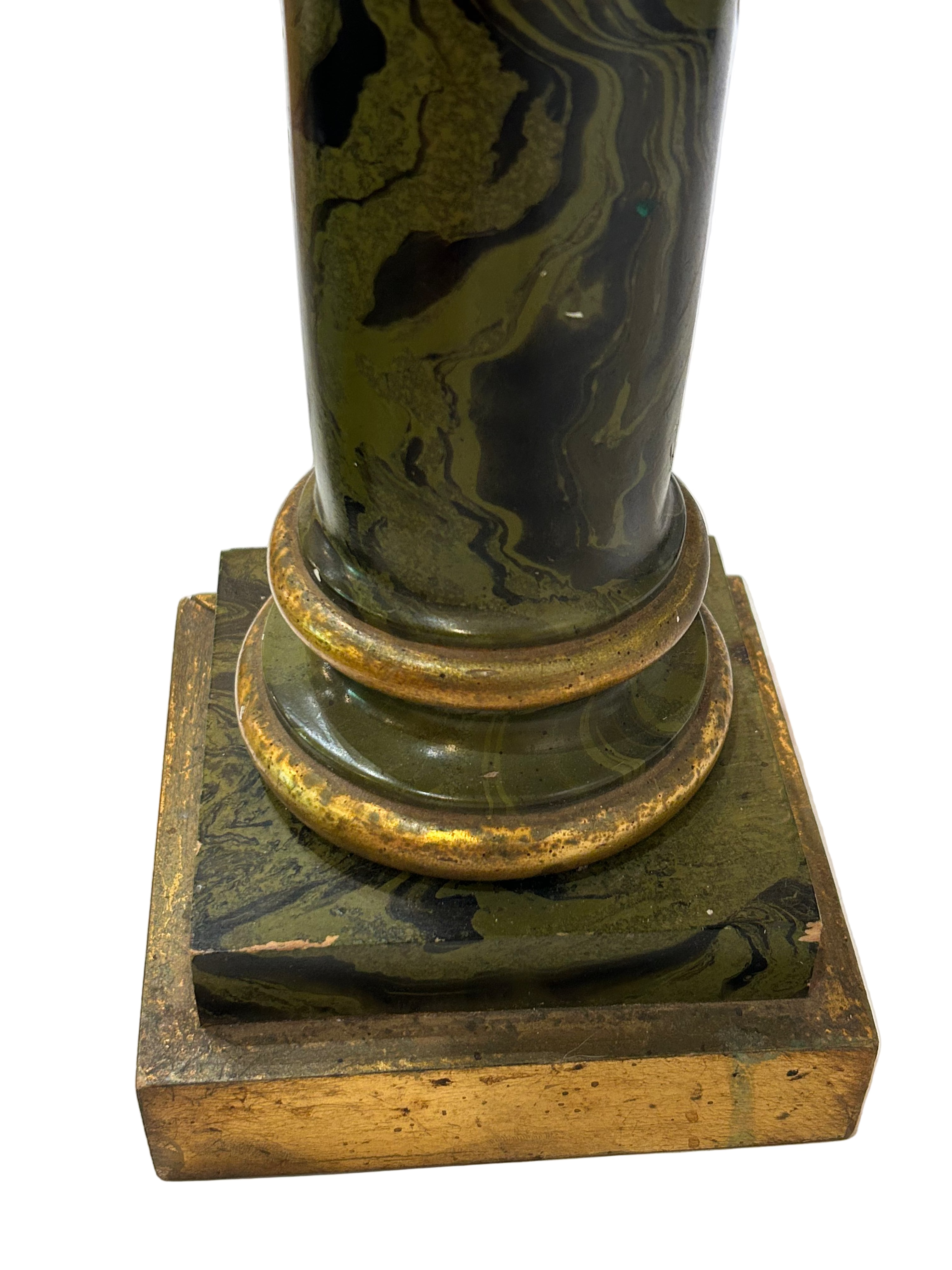 Vintage marbleized column lamp