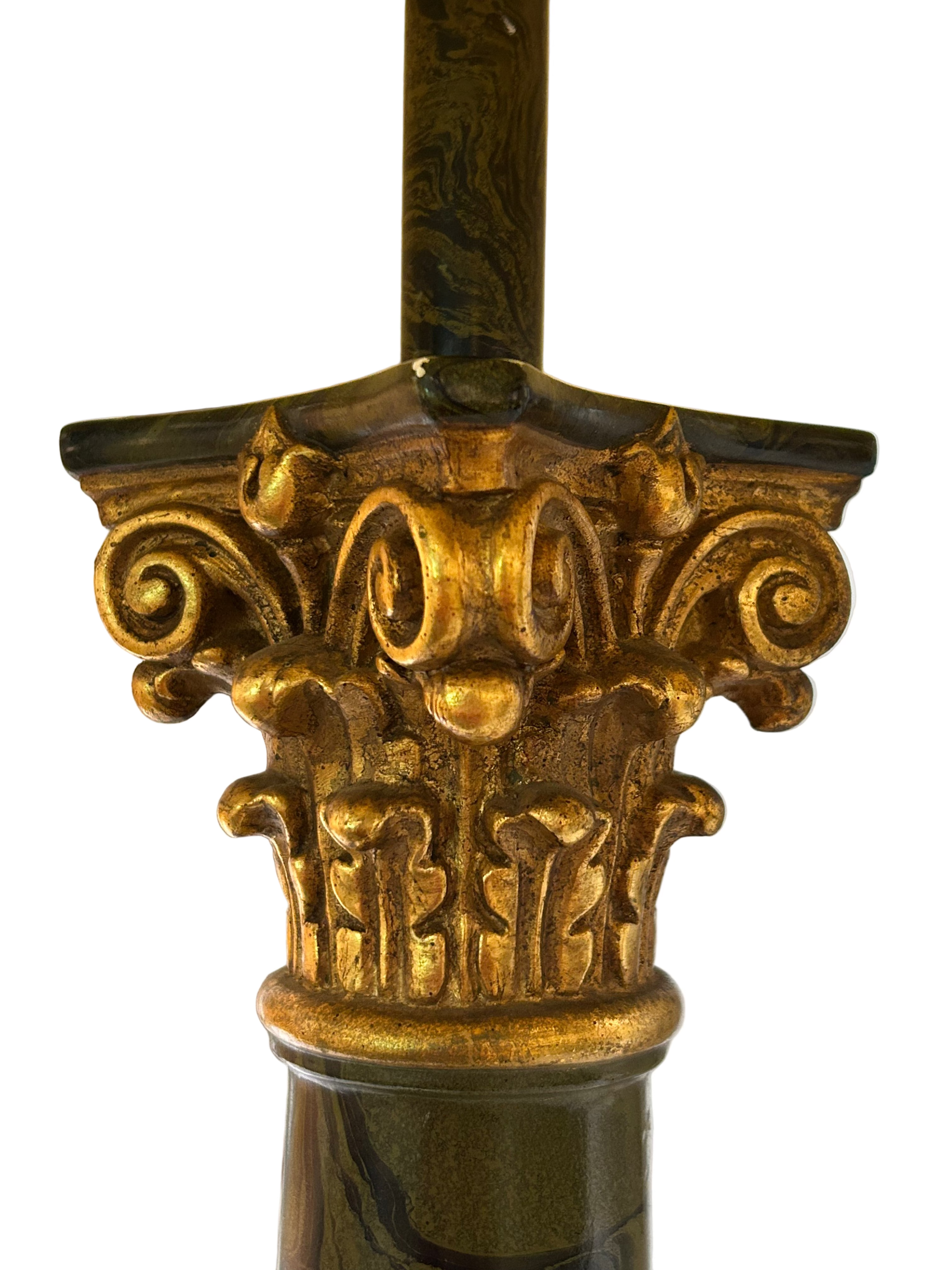 Vintage marbleized column lamp