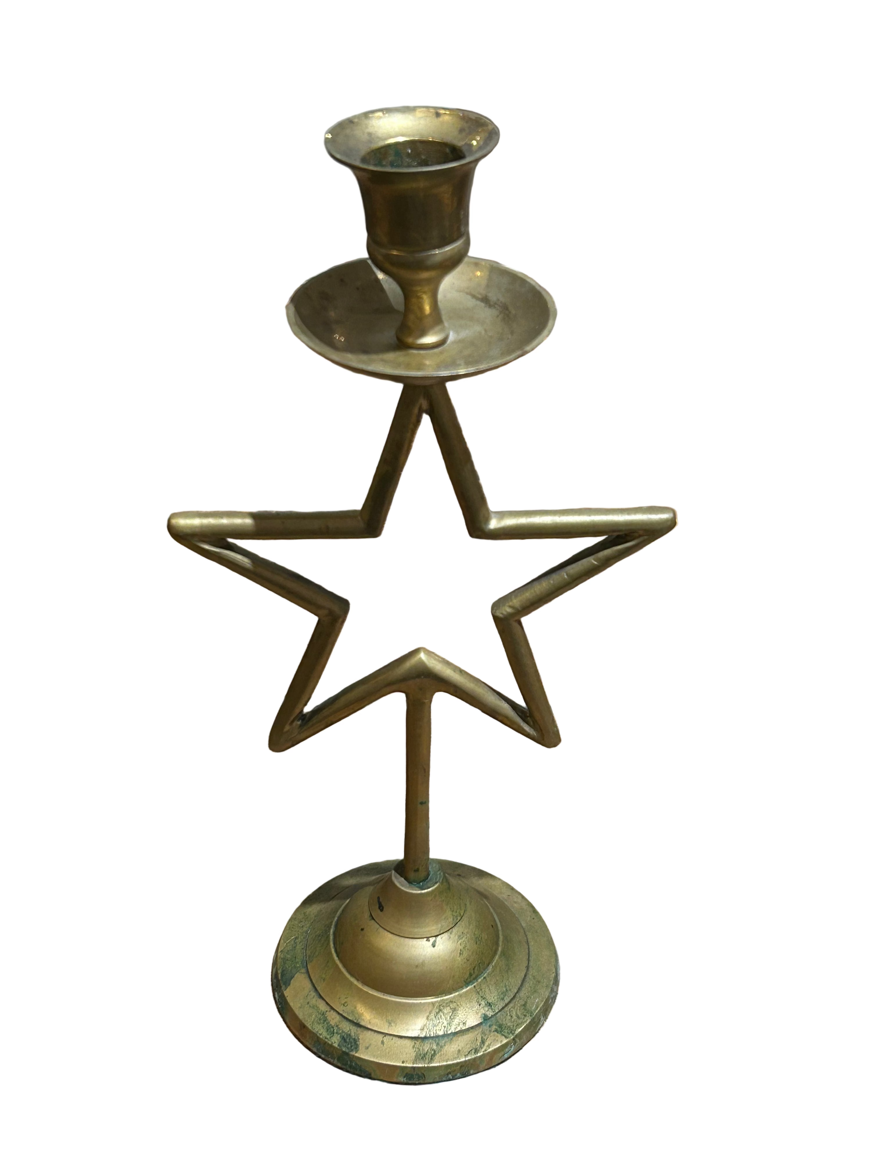 Vintage brass star candle holder