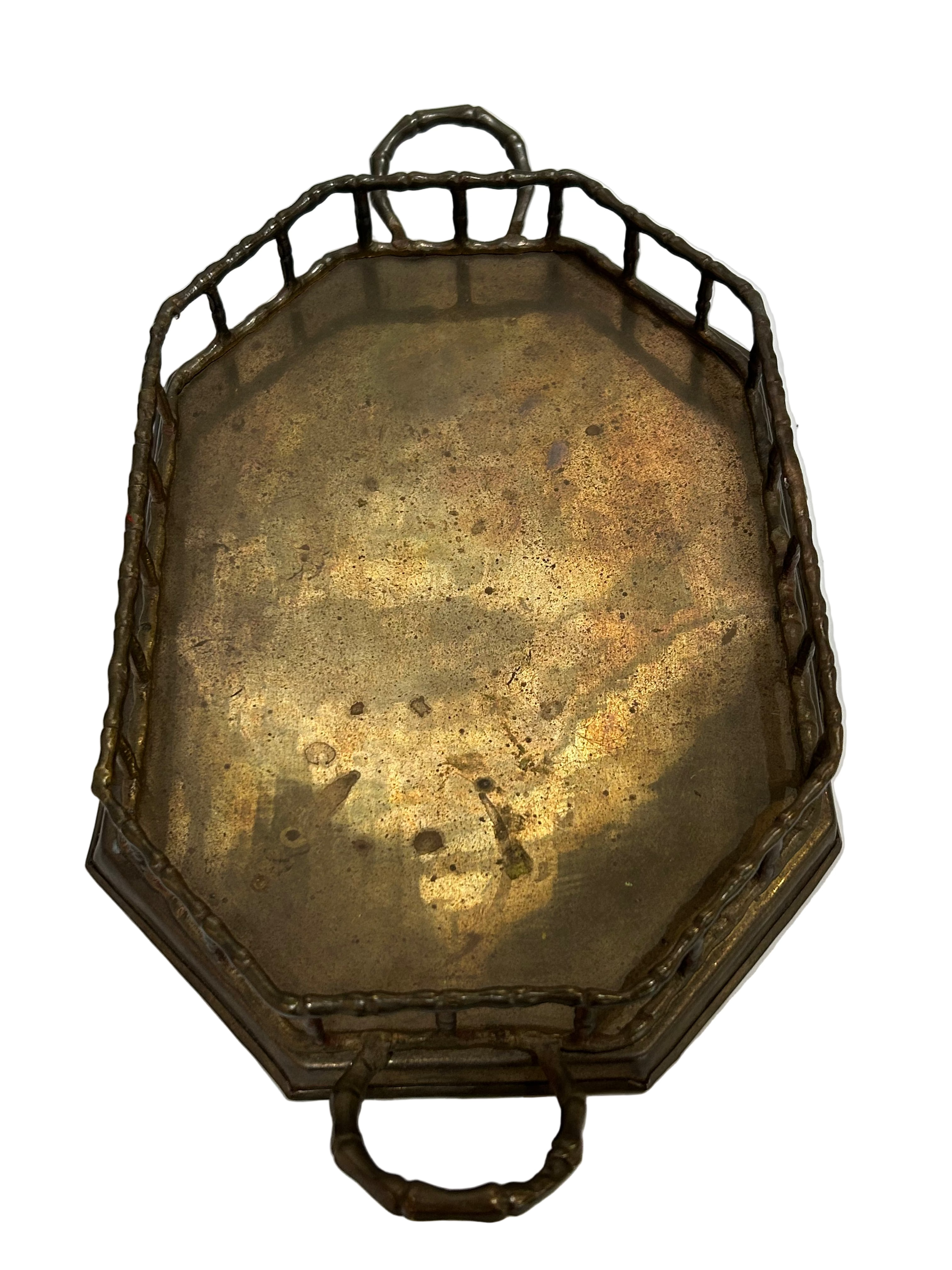 Vintage faux bamboo brass tray