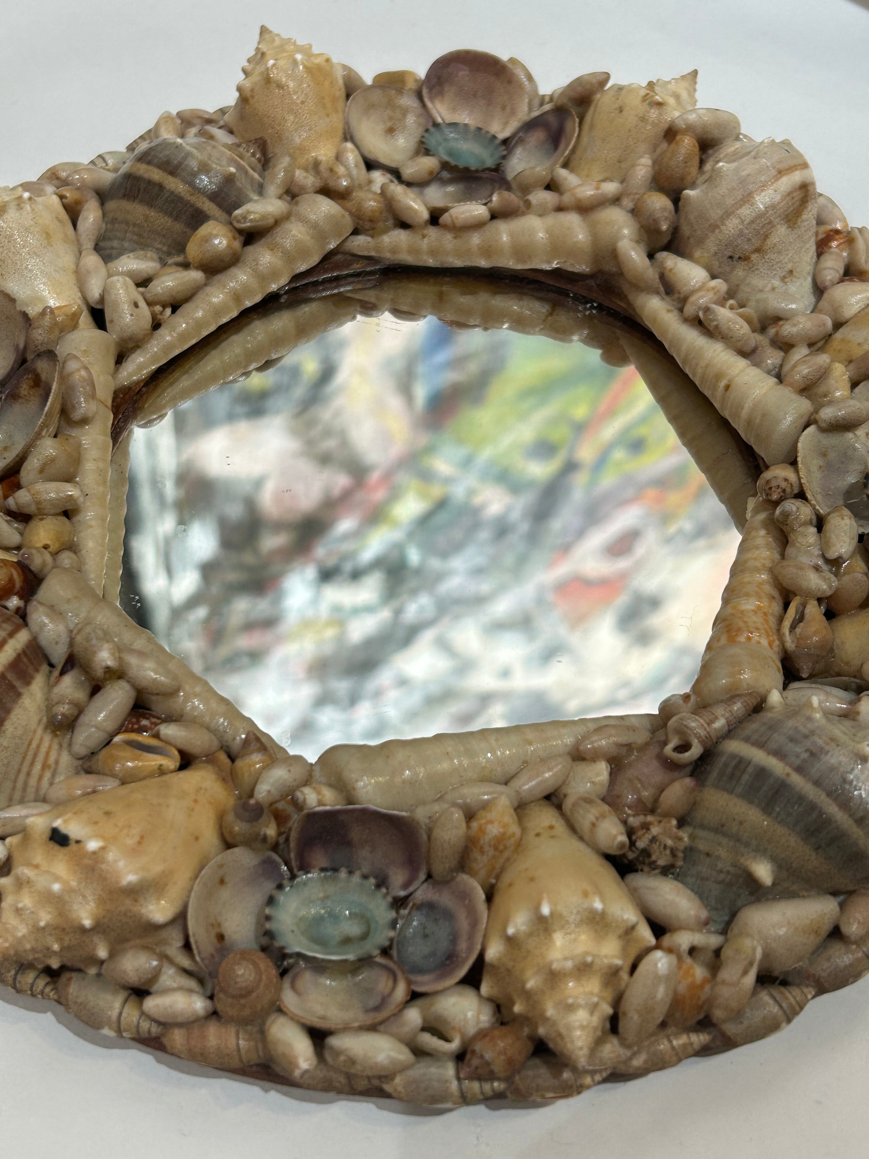Vintage round seashell mirror