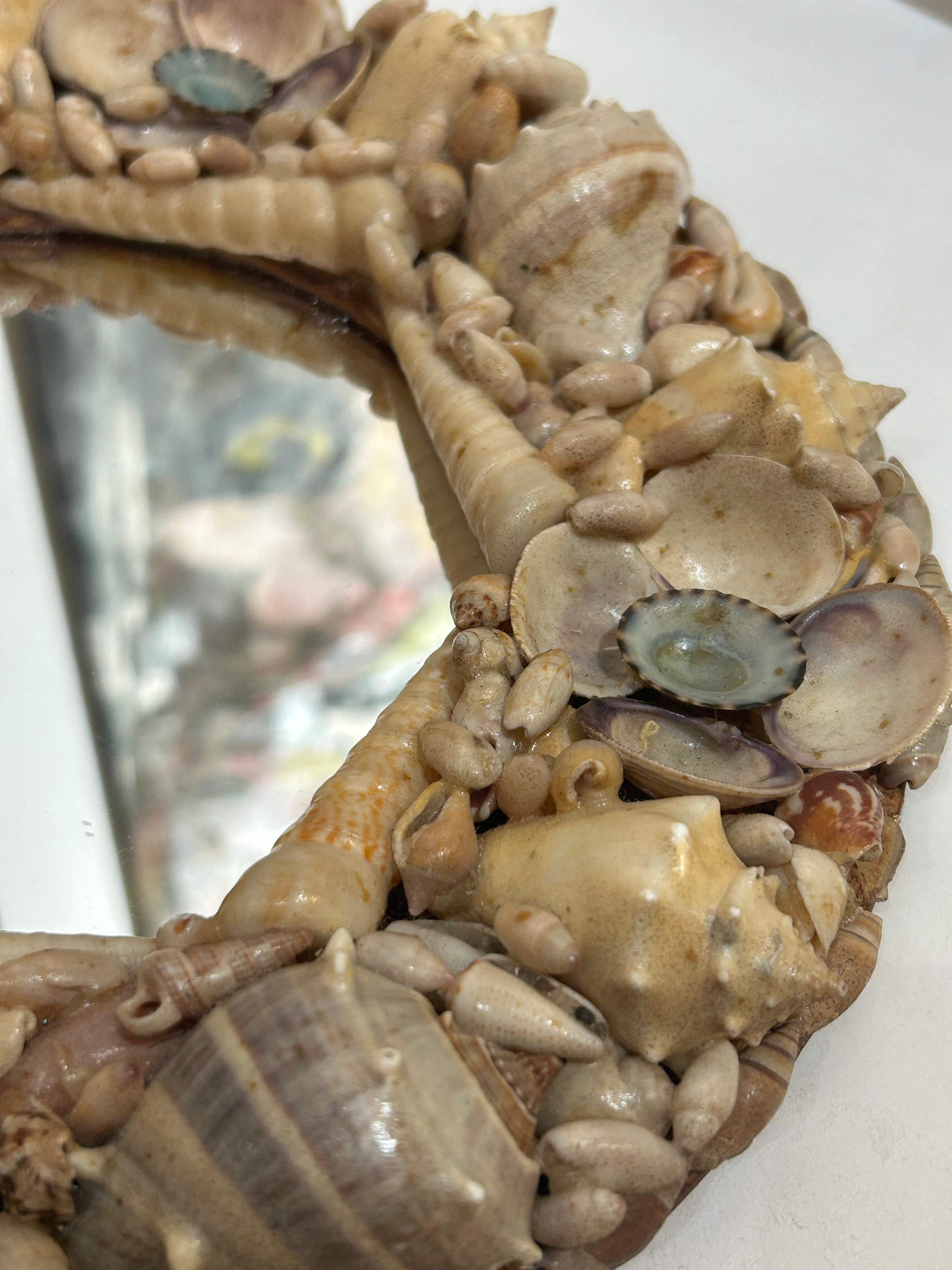 Vintage round seashell mirror