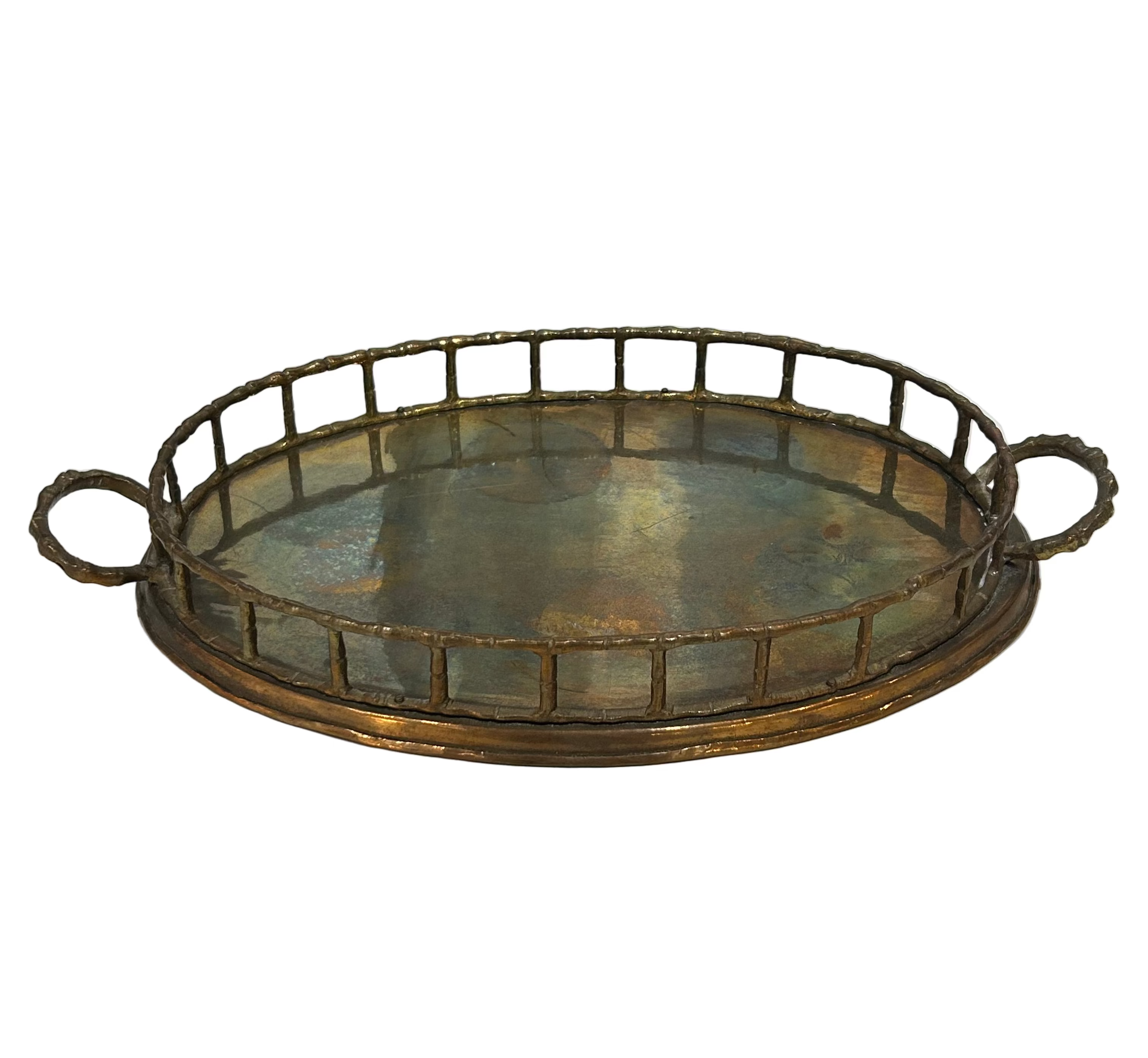 Vintage faux bamboo brass tray