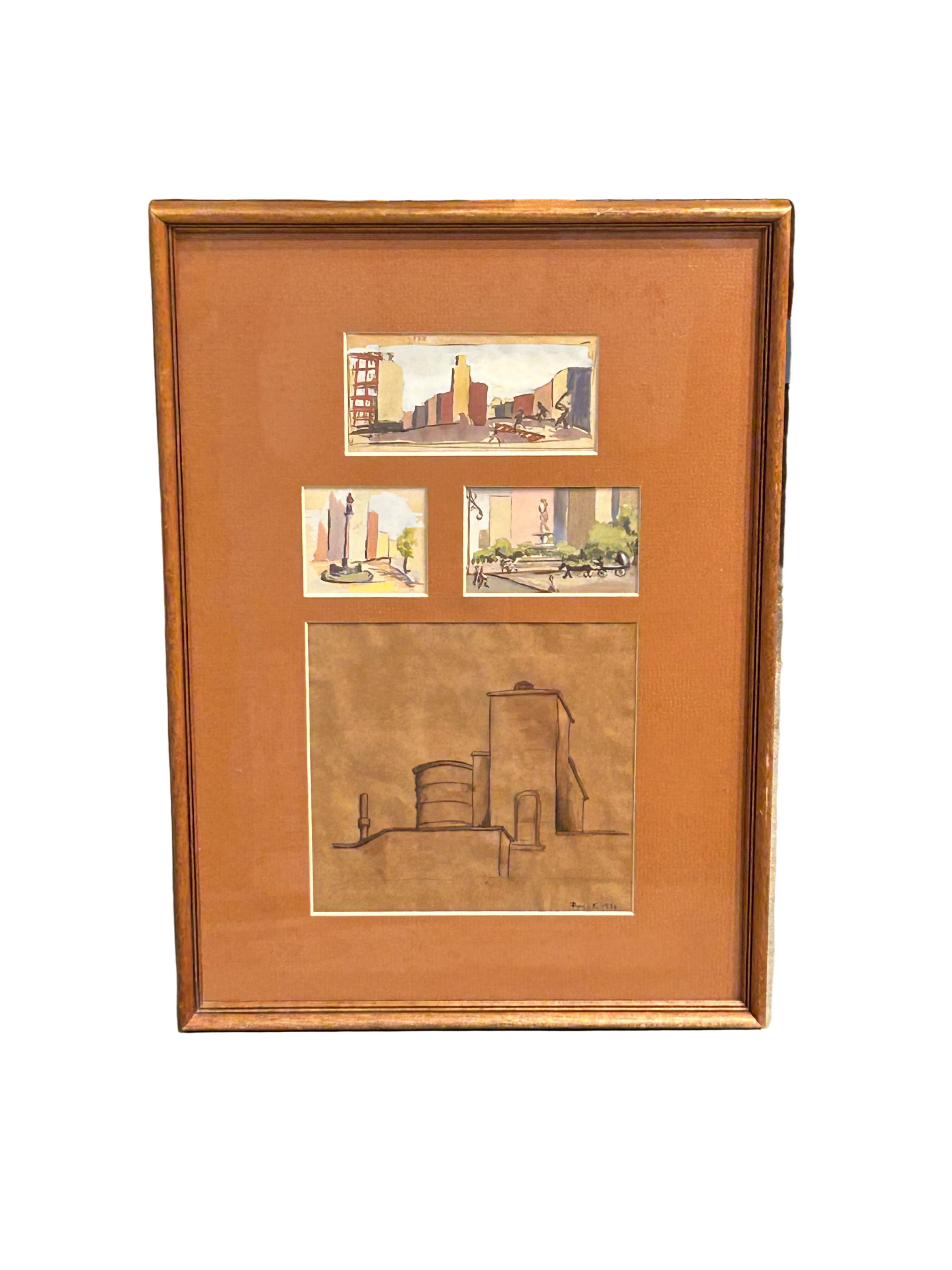 Vintage city scene collage art