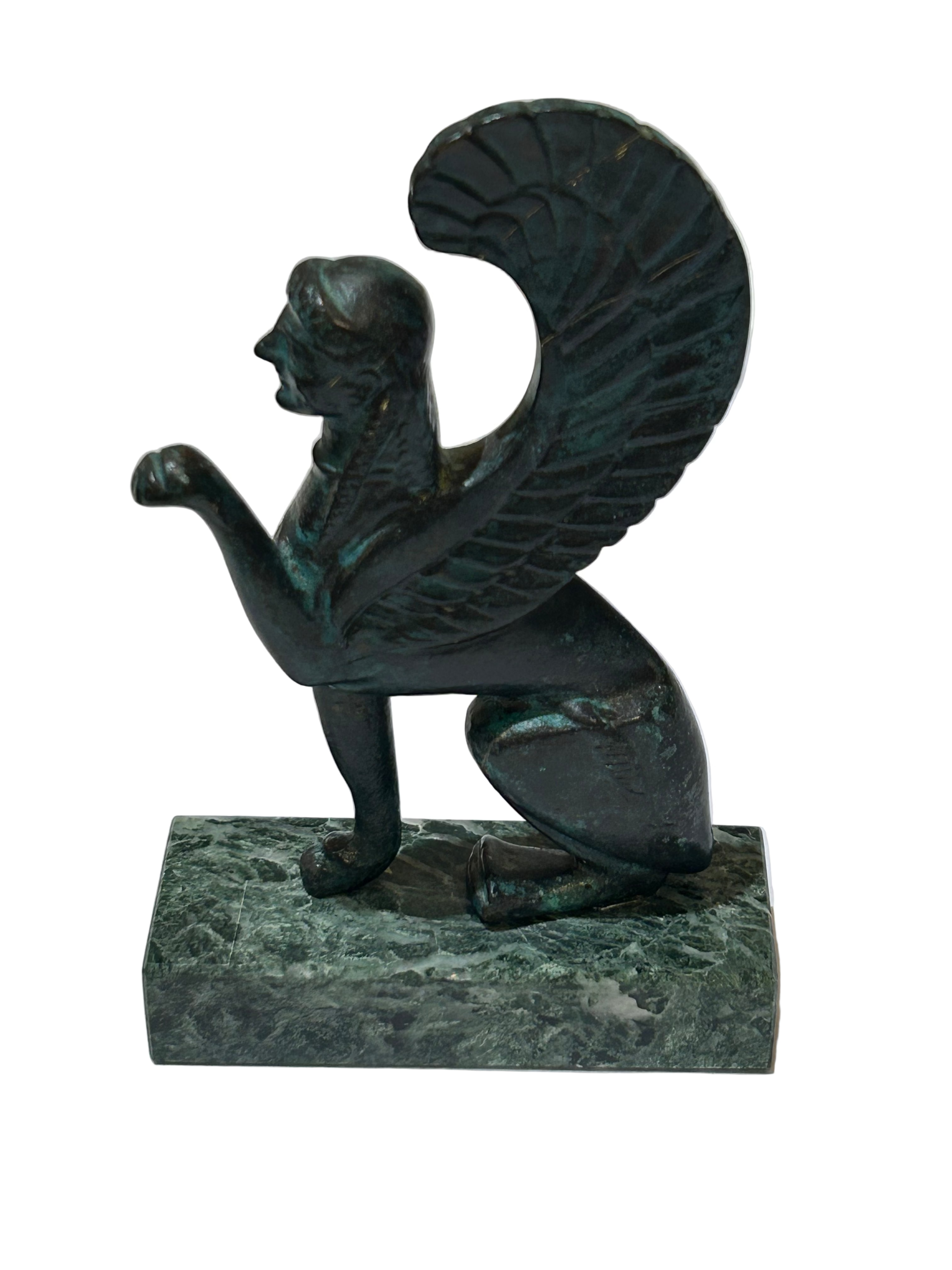 Vintage small sphinx sculpture on marble