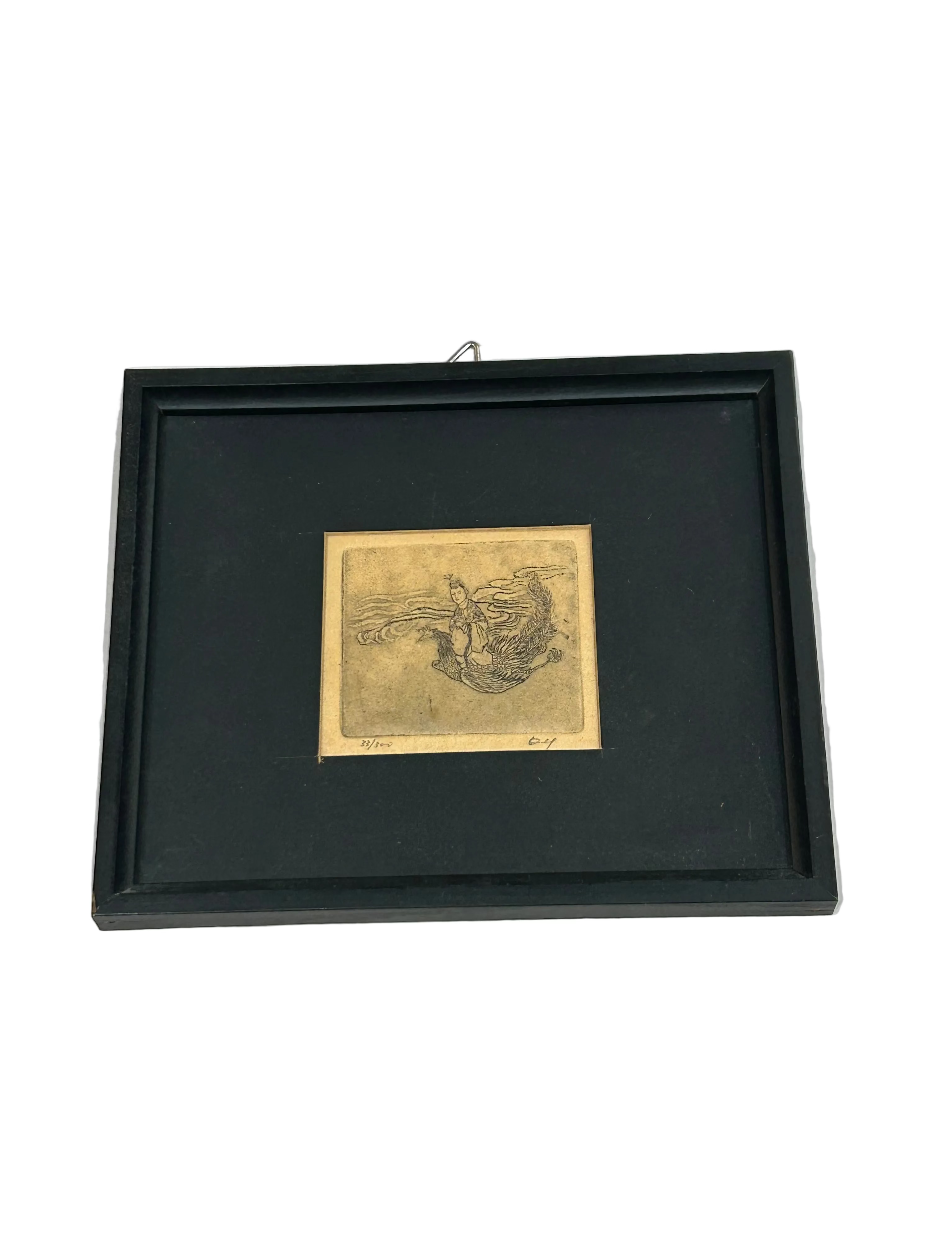 Vintage textured etching of figure