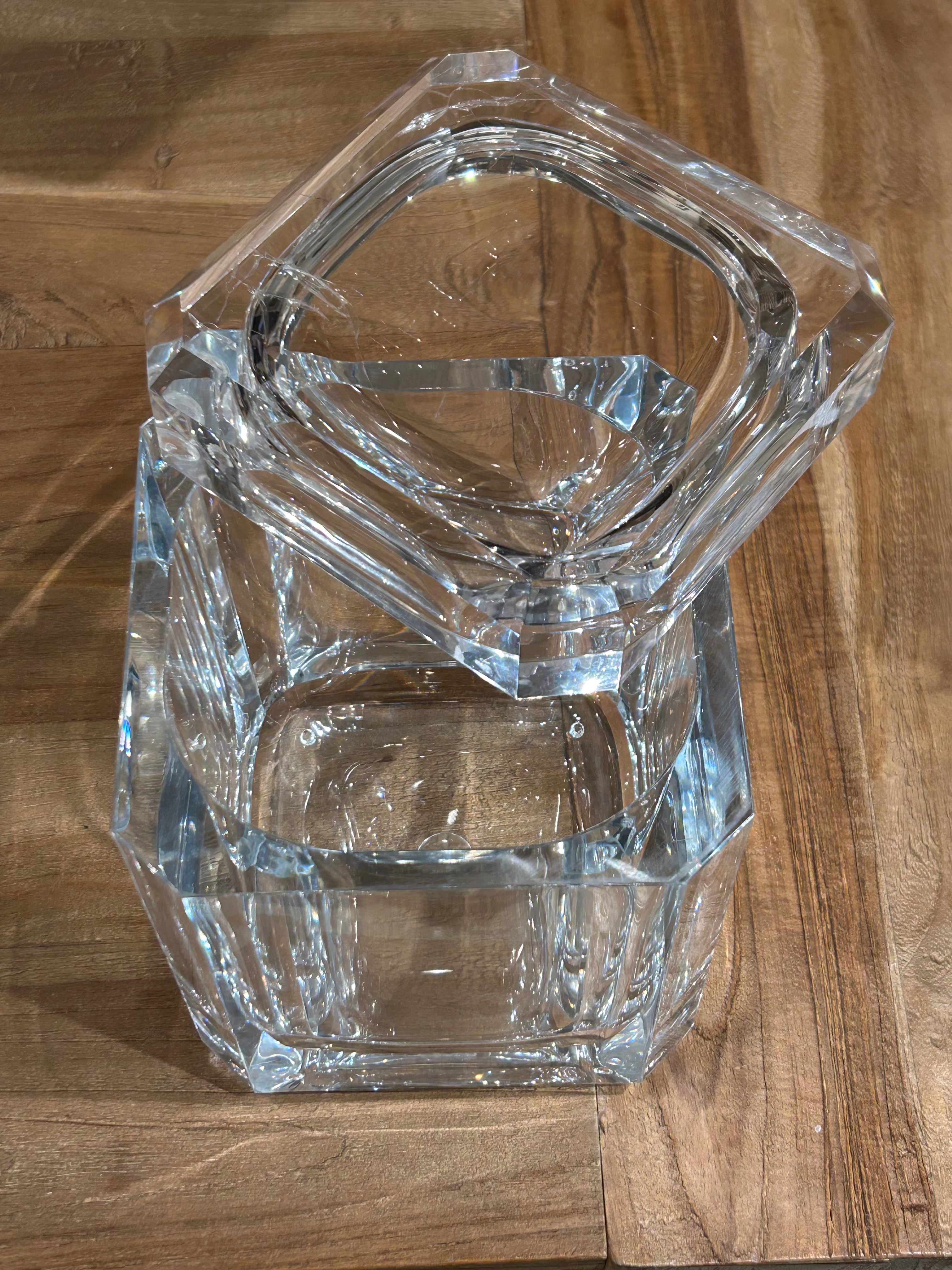 Vintage MCM faceted lucite ice bucket
