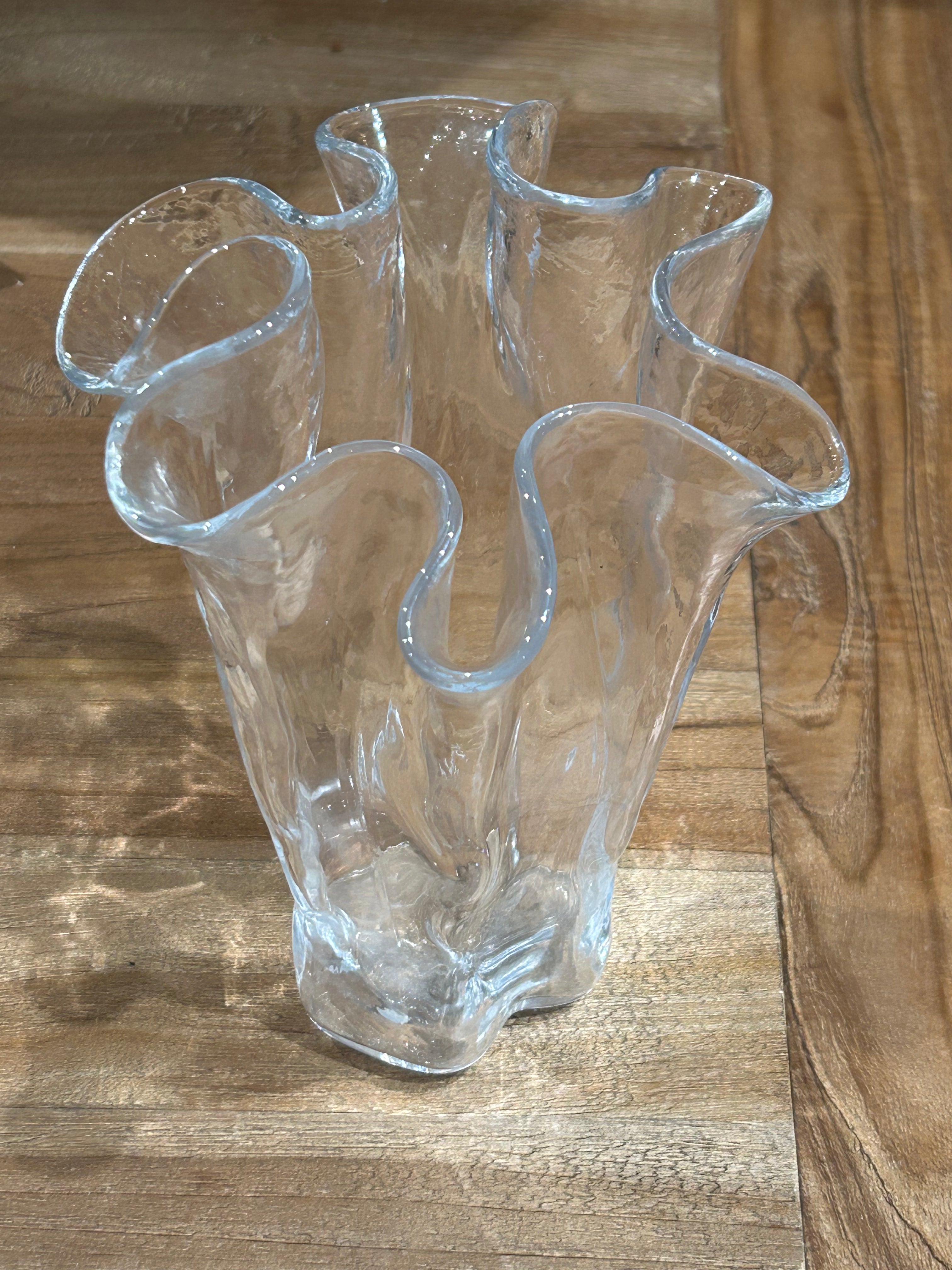 Vintage ruffled glass vase