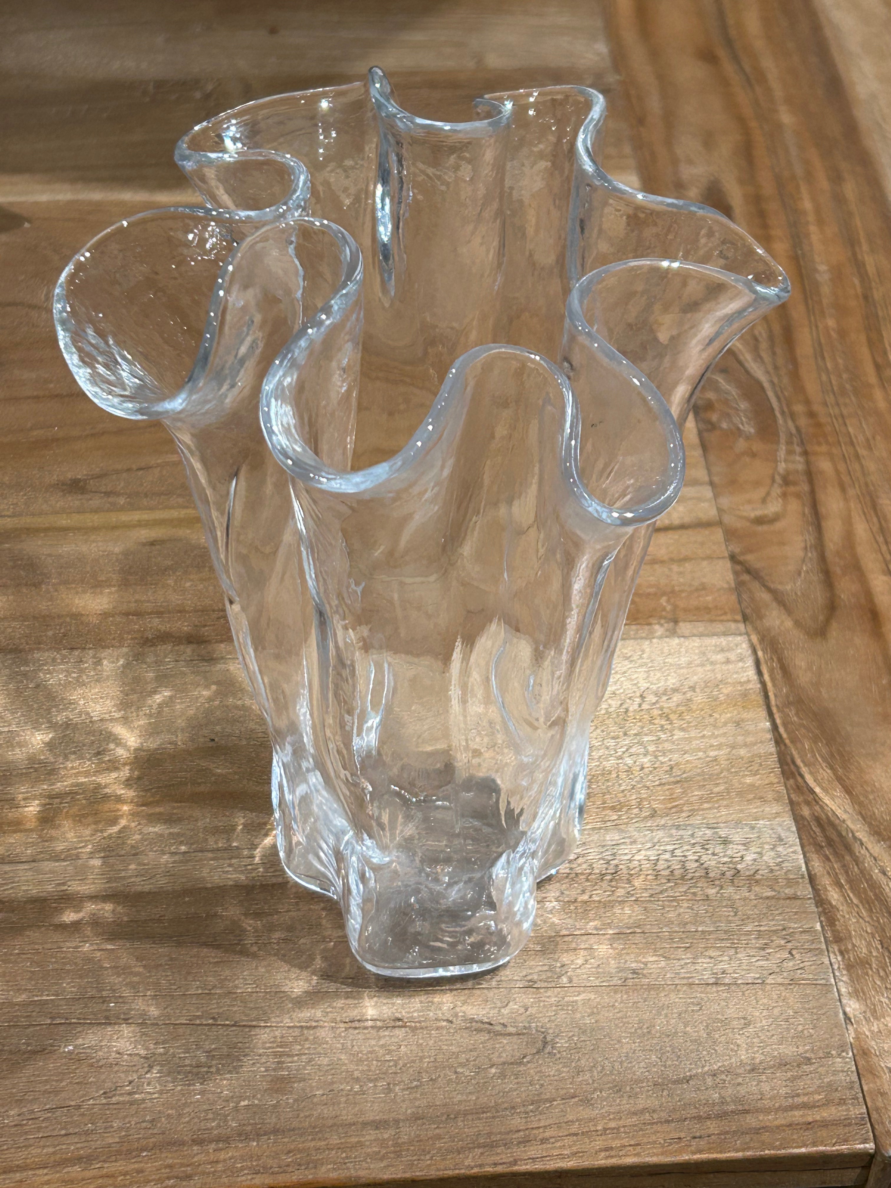 Vintage ruffled glass vase