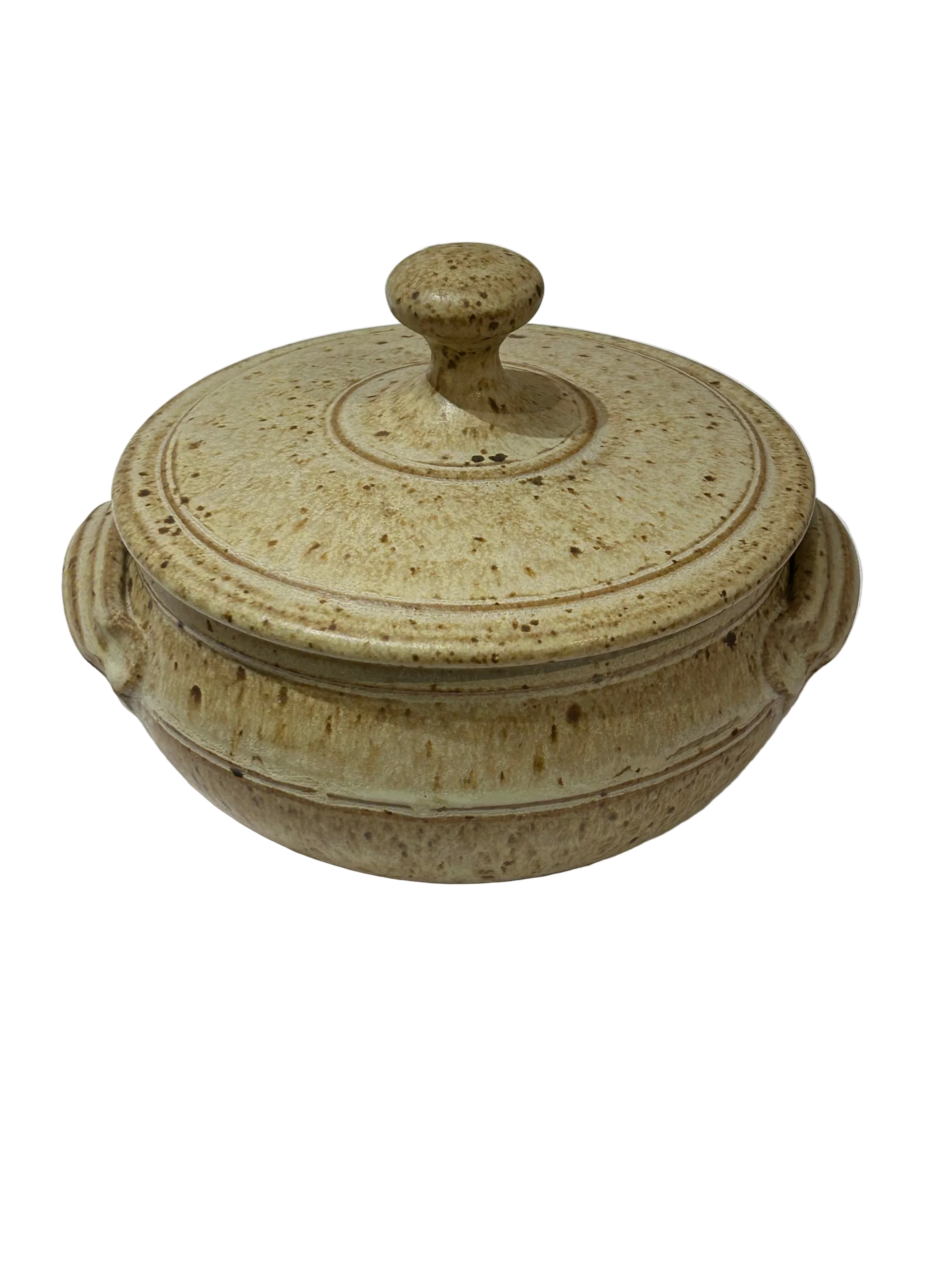 Vintage handled studio pottery serving bowl