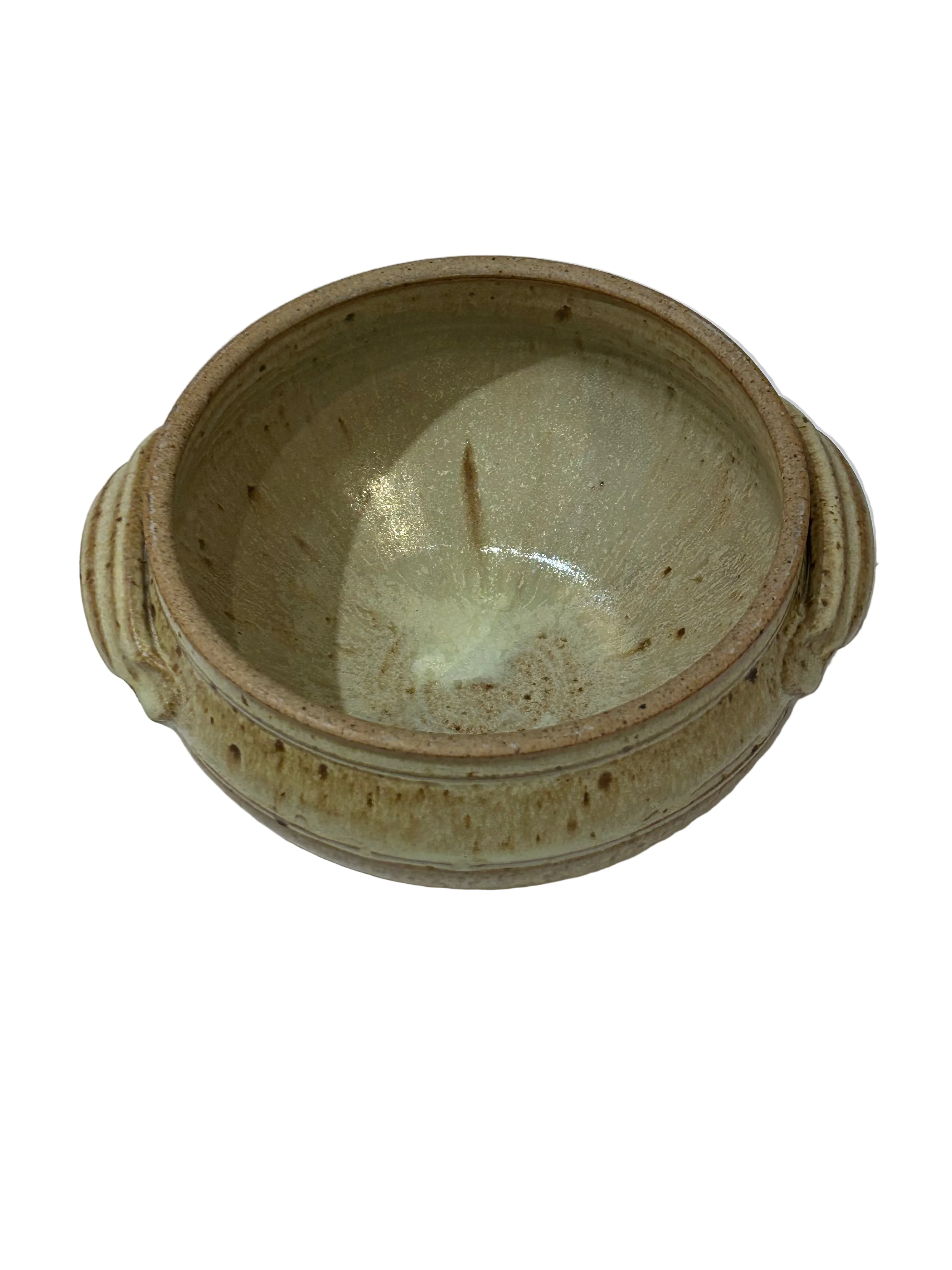 Vintage handled studio pottery serving bowl