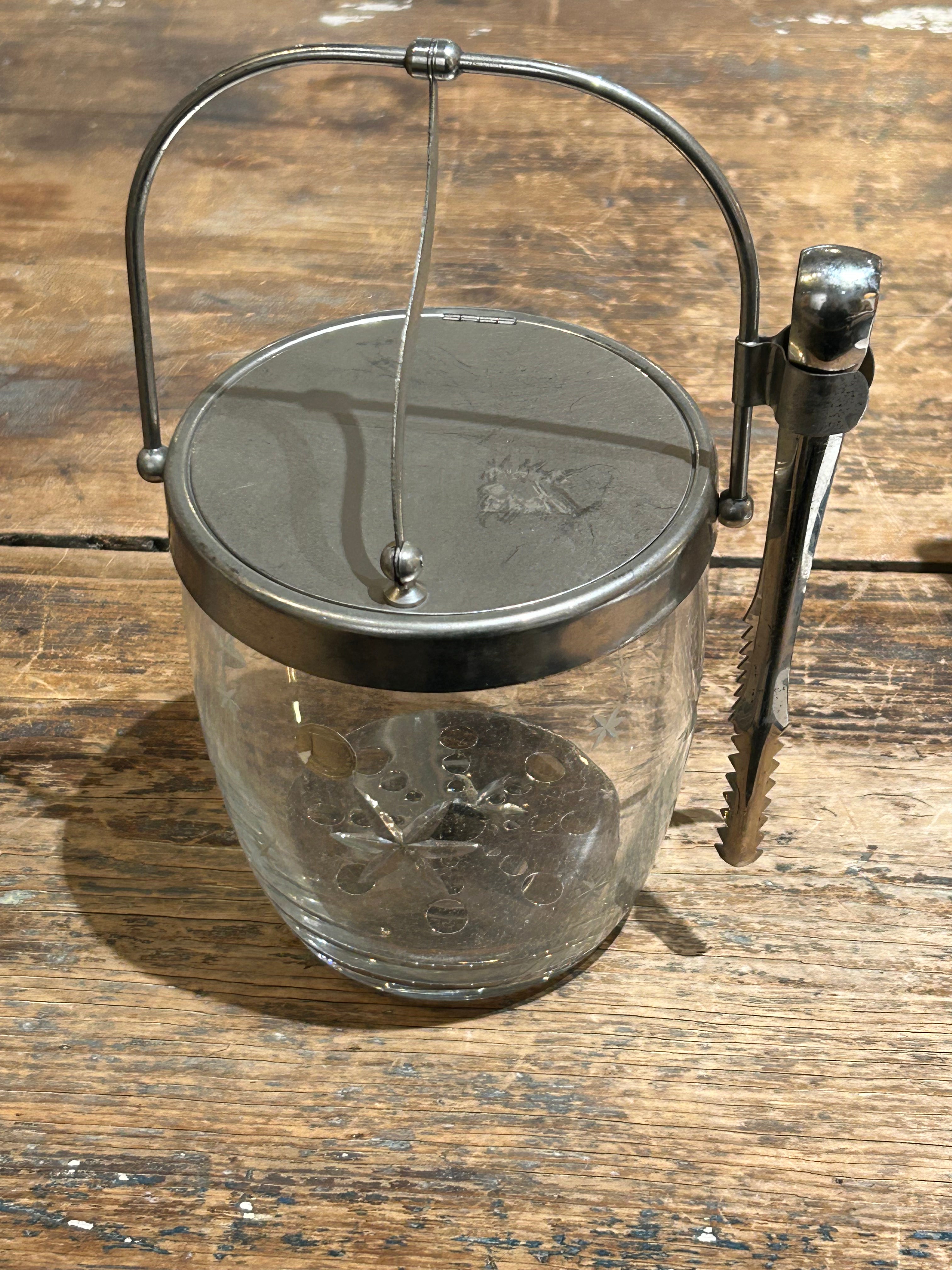 Vintage Ice Bucket with Tongs