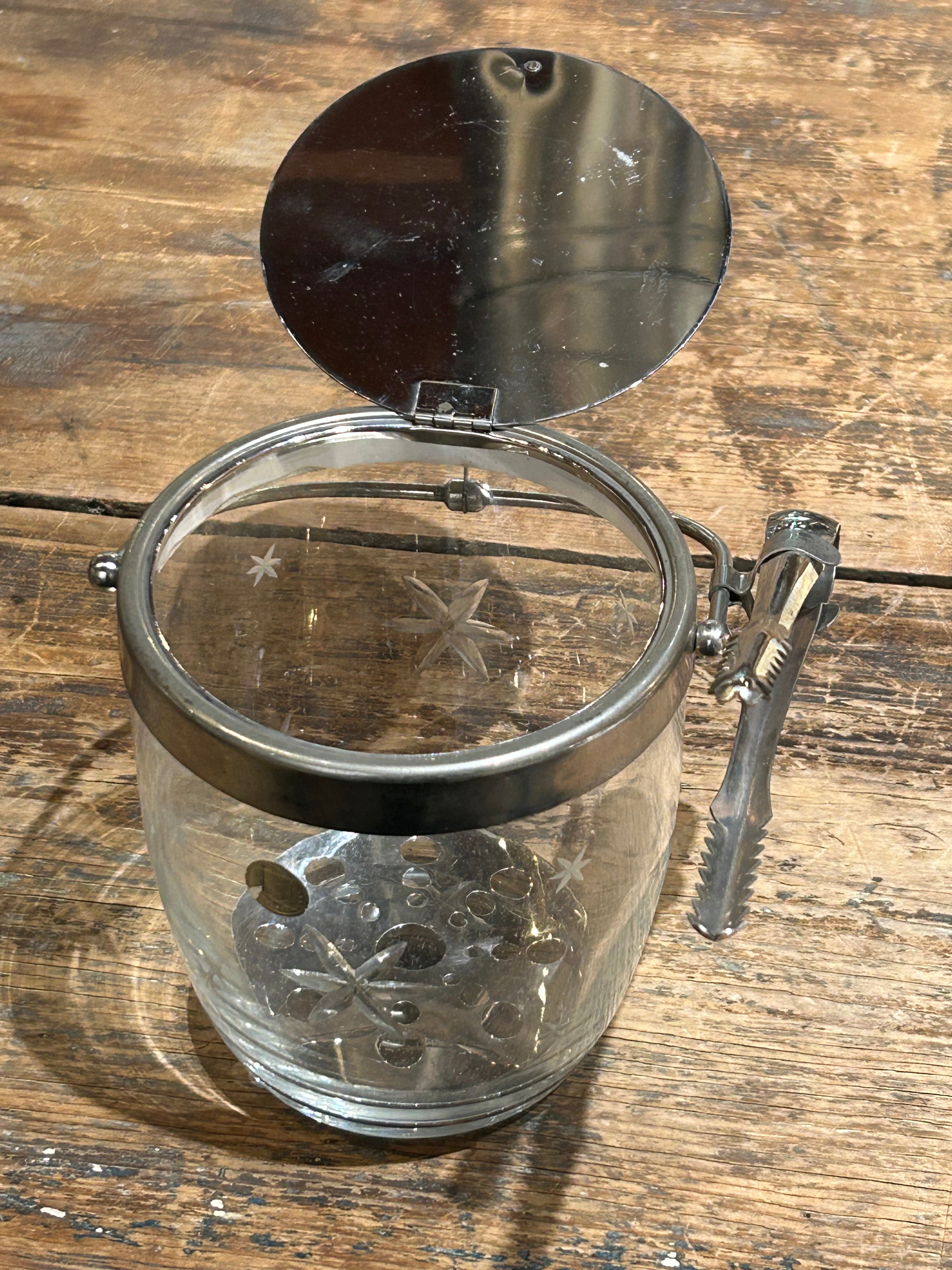 Vintage Ice Bucket with Tongs