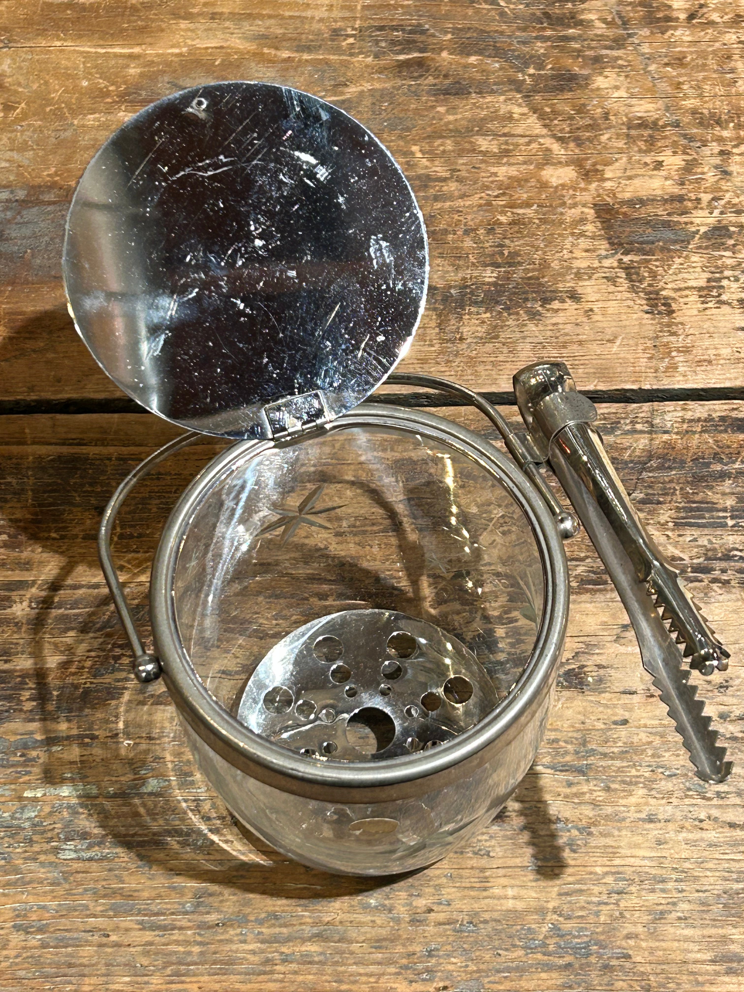 Vintage Ice Bucket with Tongs