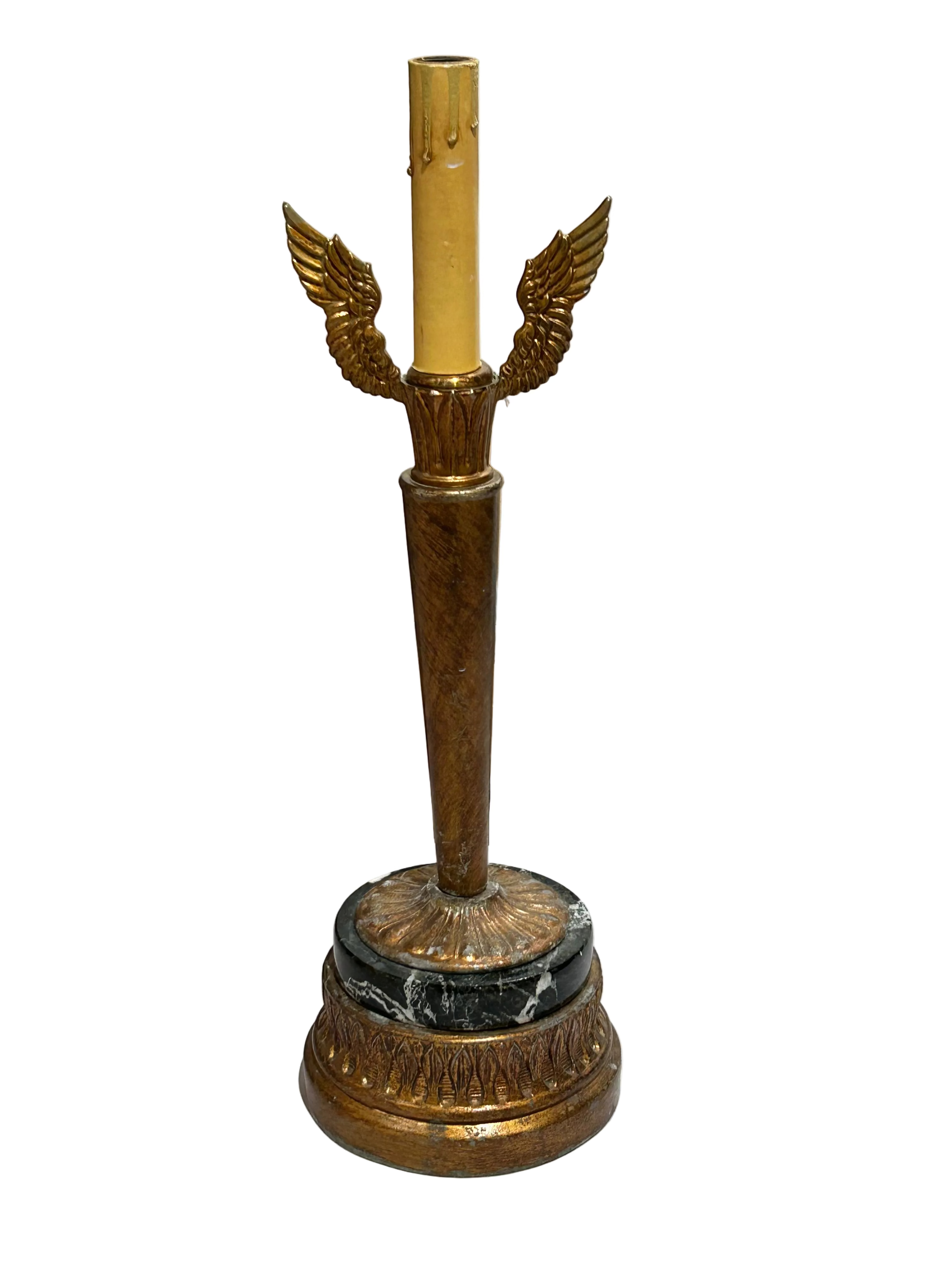Vintage gilt and marble candlestick style lamp
