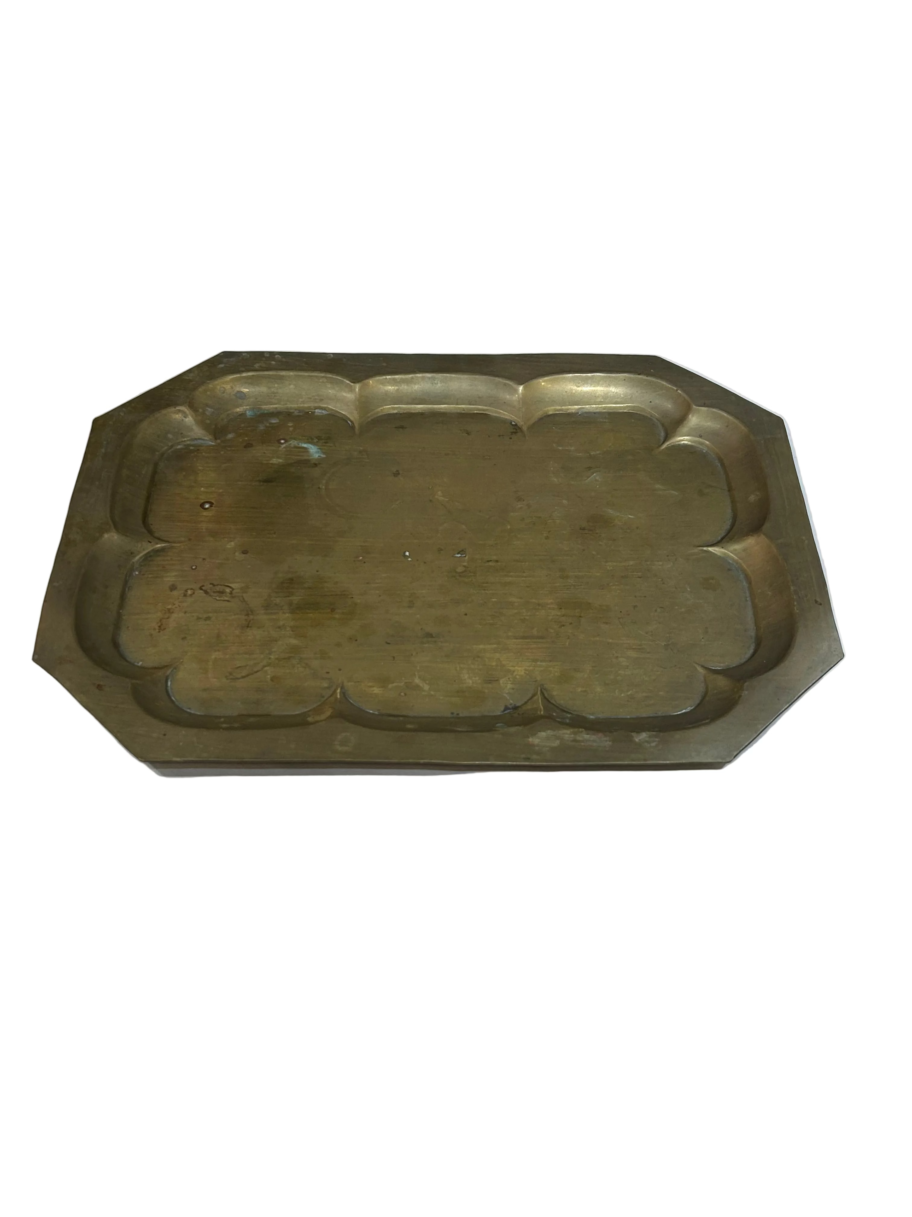 Vintage scalloped brass tray