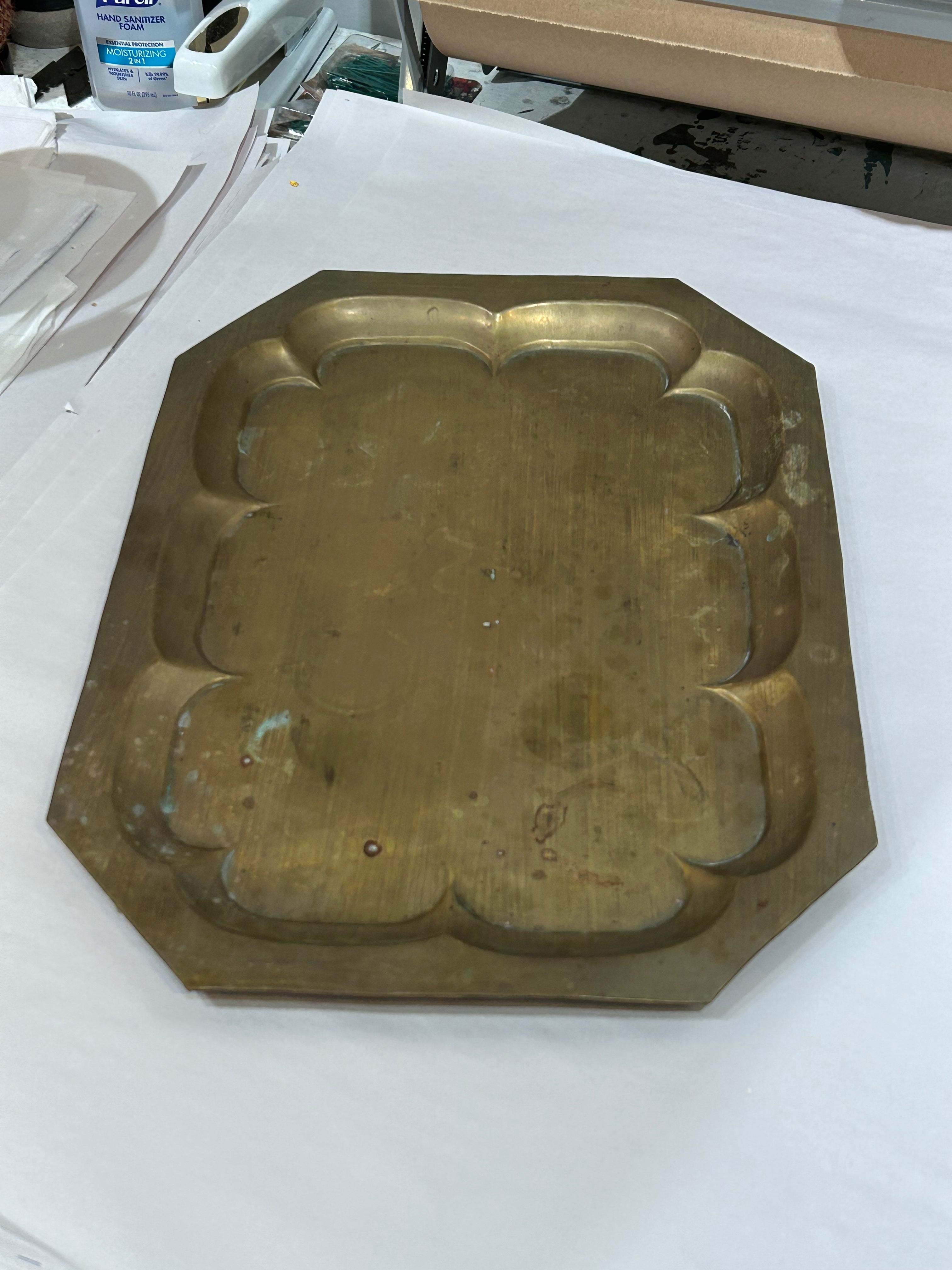 Vintage scalloped brass tray