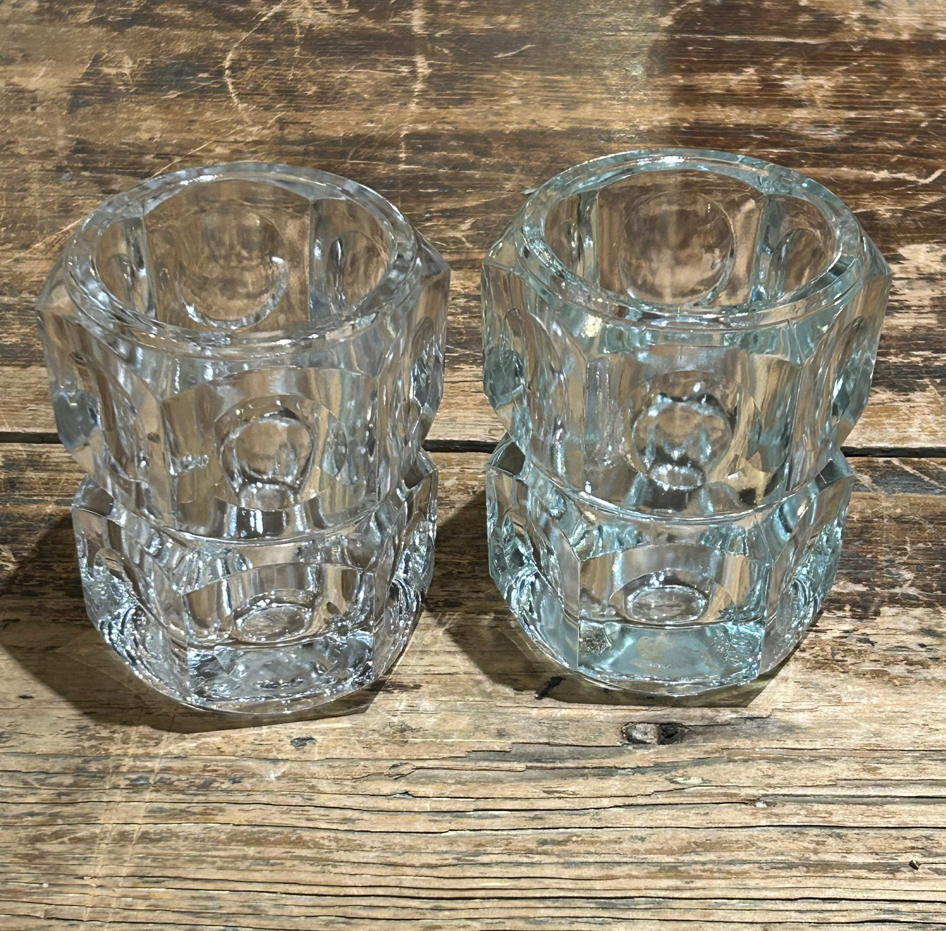 Vintage pair of Czech glass candle holders