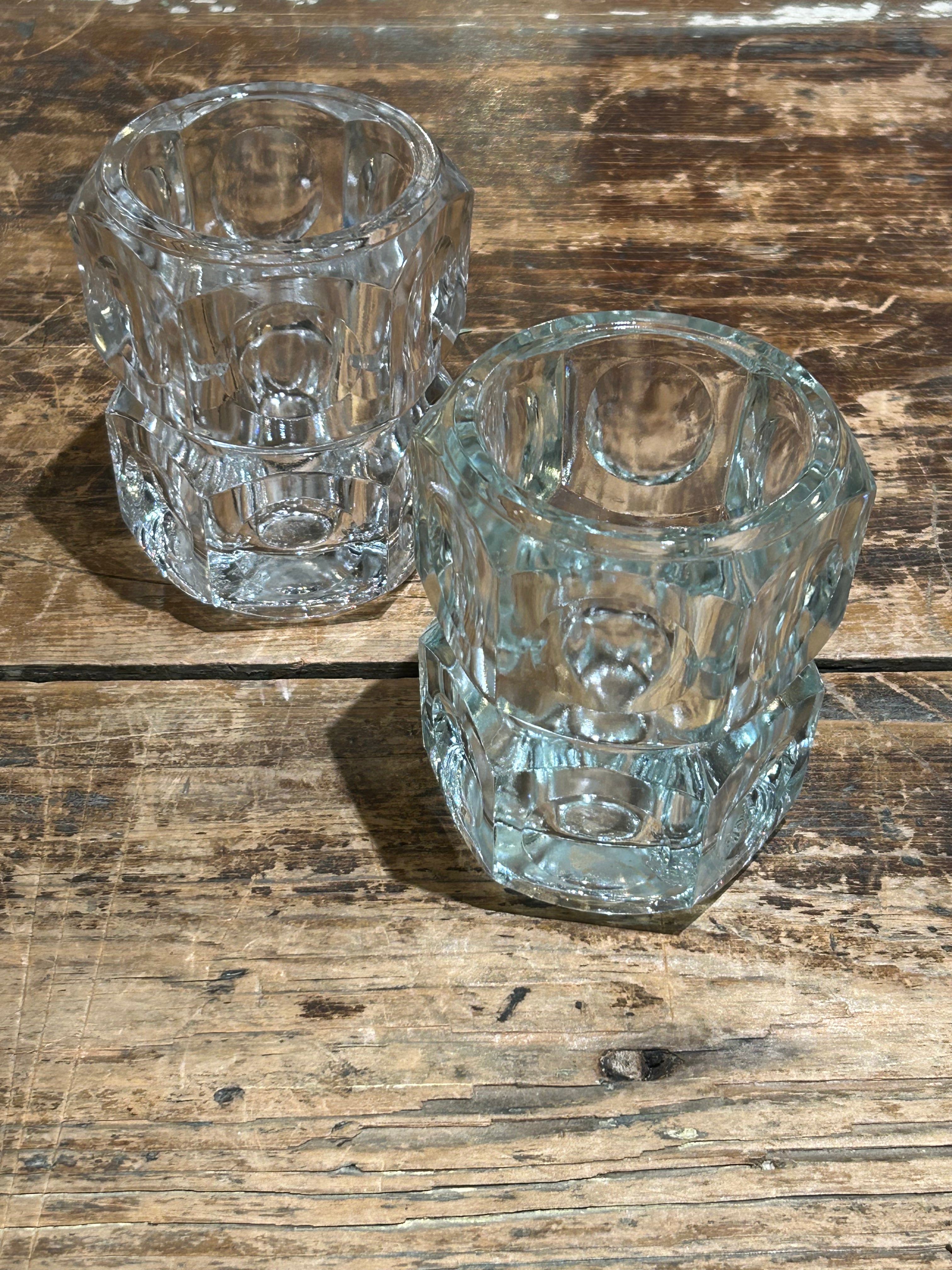 Vintage pair of Czech glass candle holders