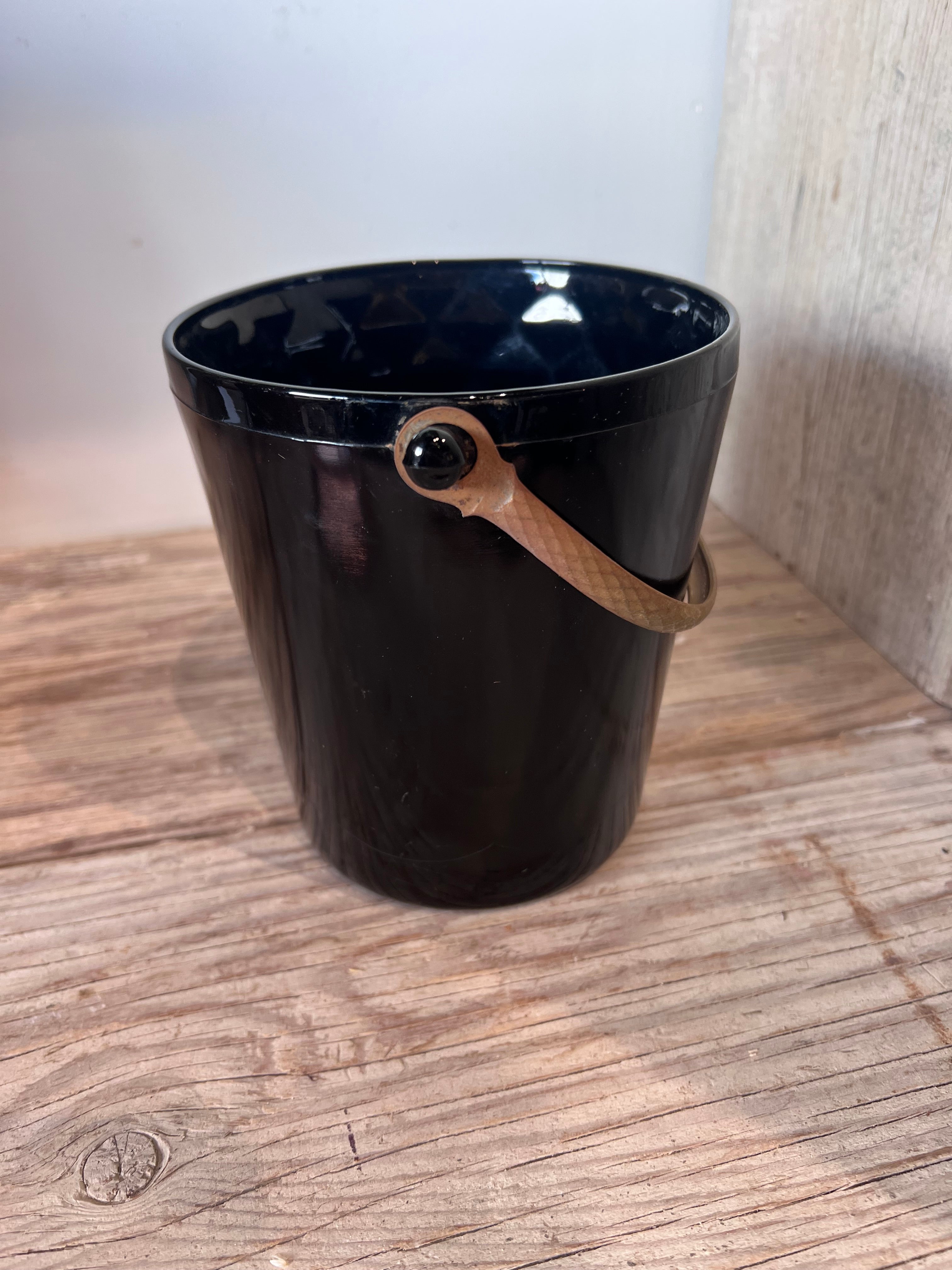 Vintage Small Black Ice Bucket