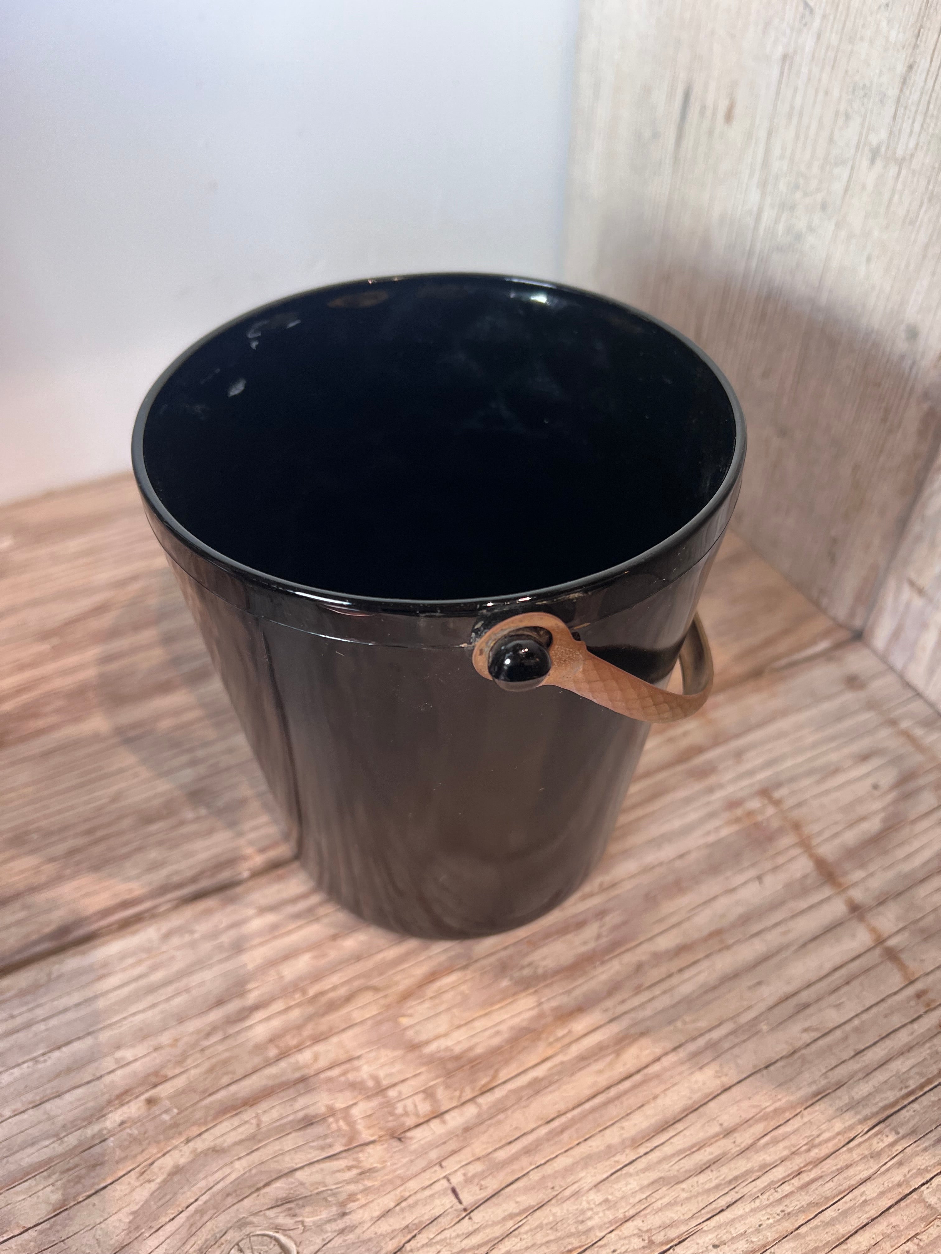 Vintage Small Black Ice Bucket