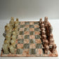 Vintage pink and gray/white chess set