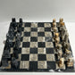 Vintage black and gray marble chess set