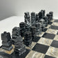 Vintage black and gray marble chess set