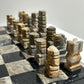 Vintage black and gray marble chess set