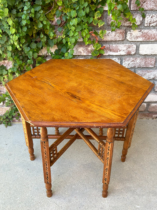 Vintage ornate hexagon accent table