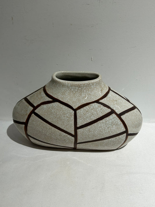 Vintage MCM geometric pottery vase