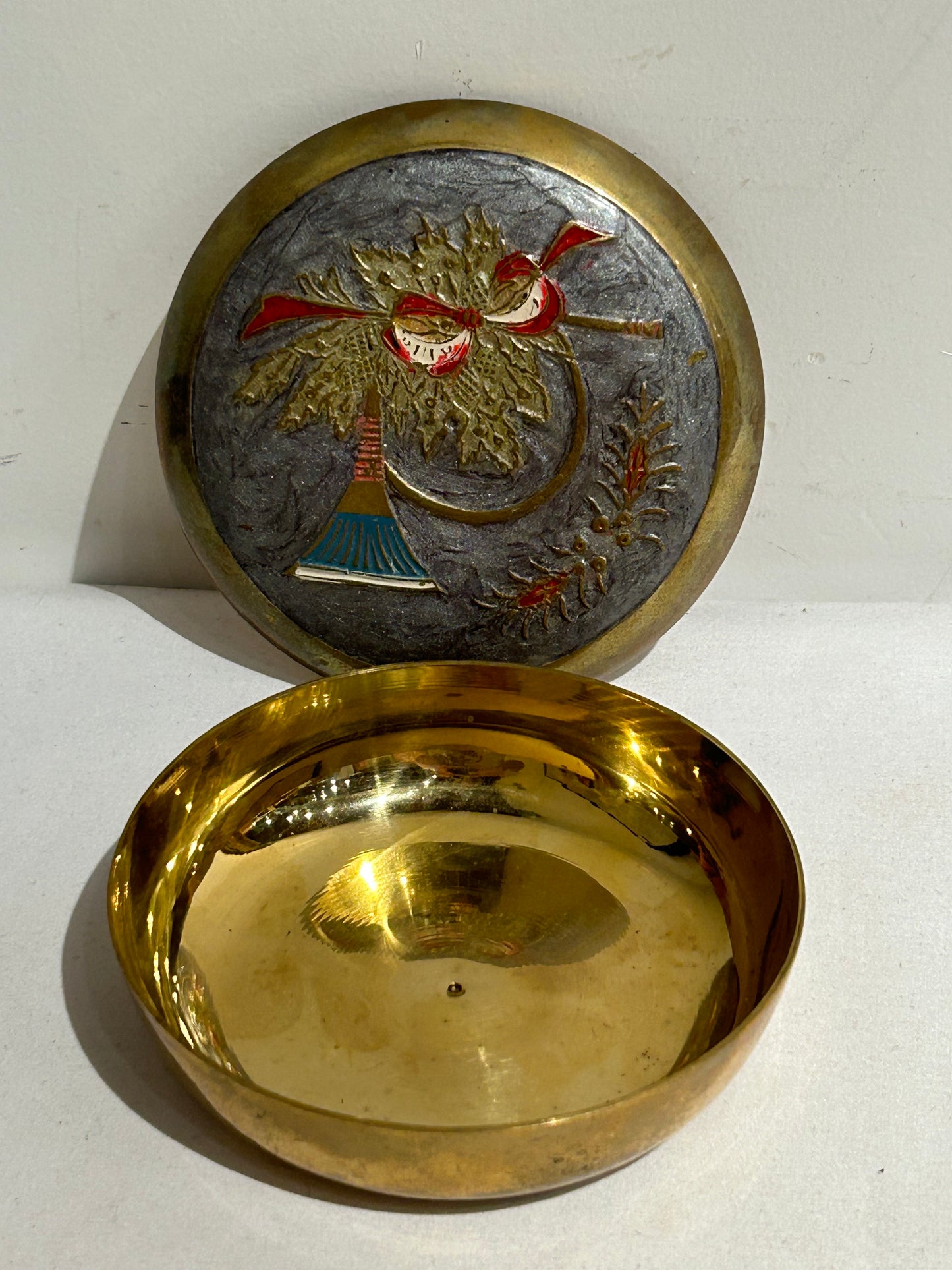 Vintage brass Christmas trinket box