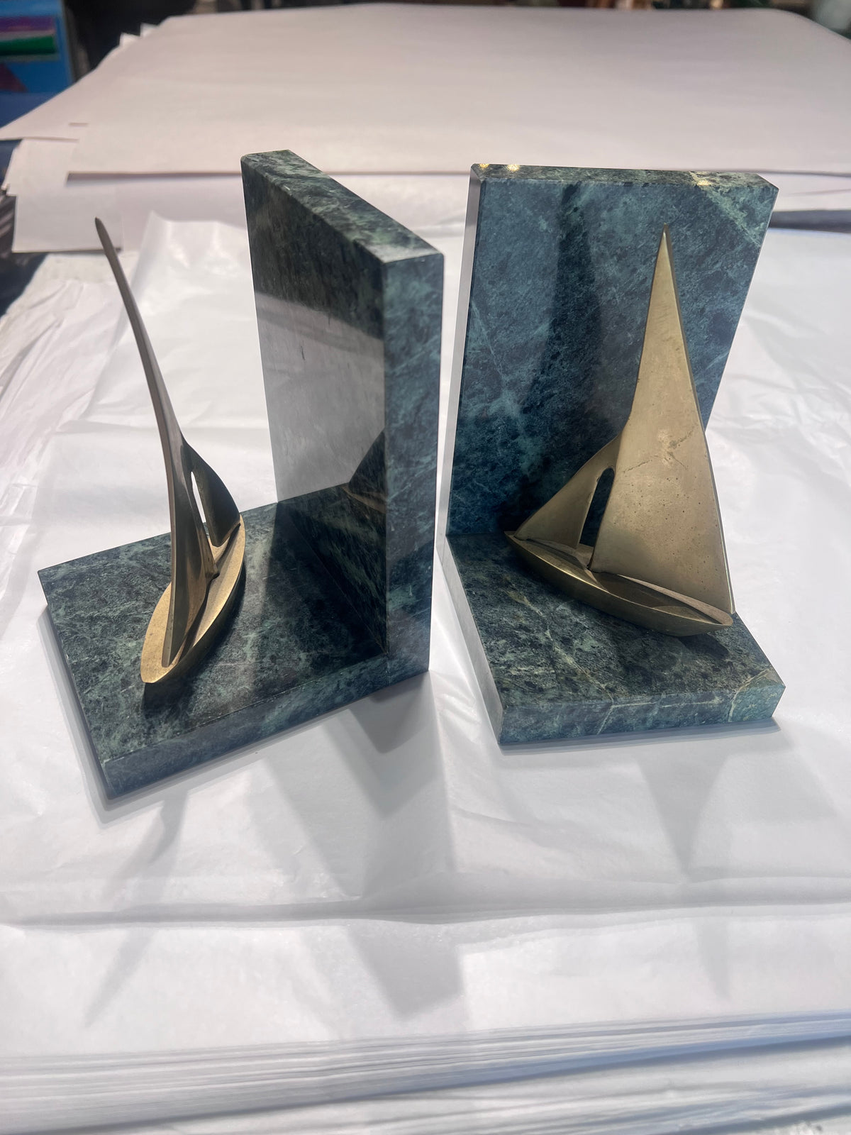 Vintage pair of brass spiral bookends