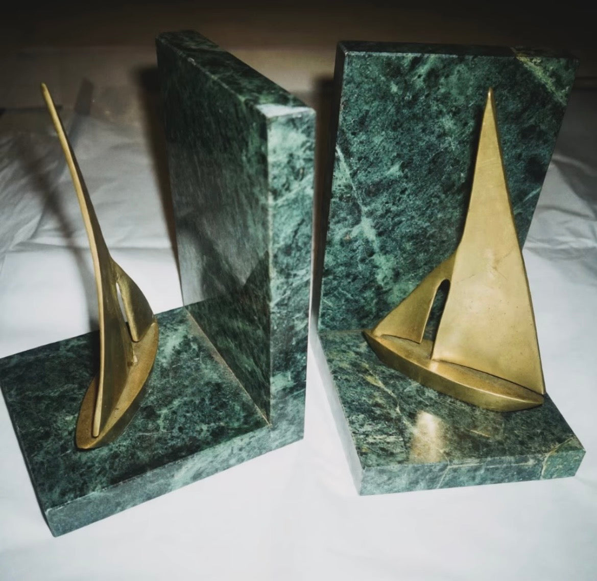 Vintage pair of brass spiral bookends