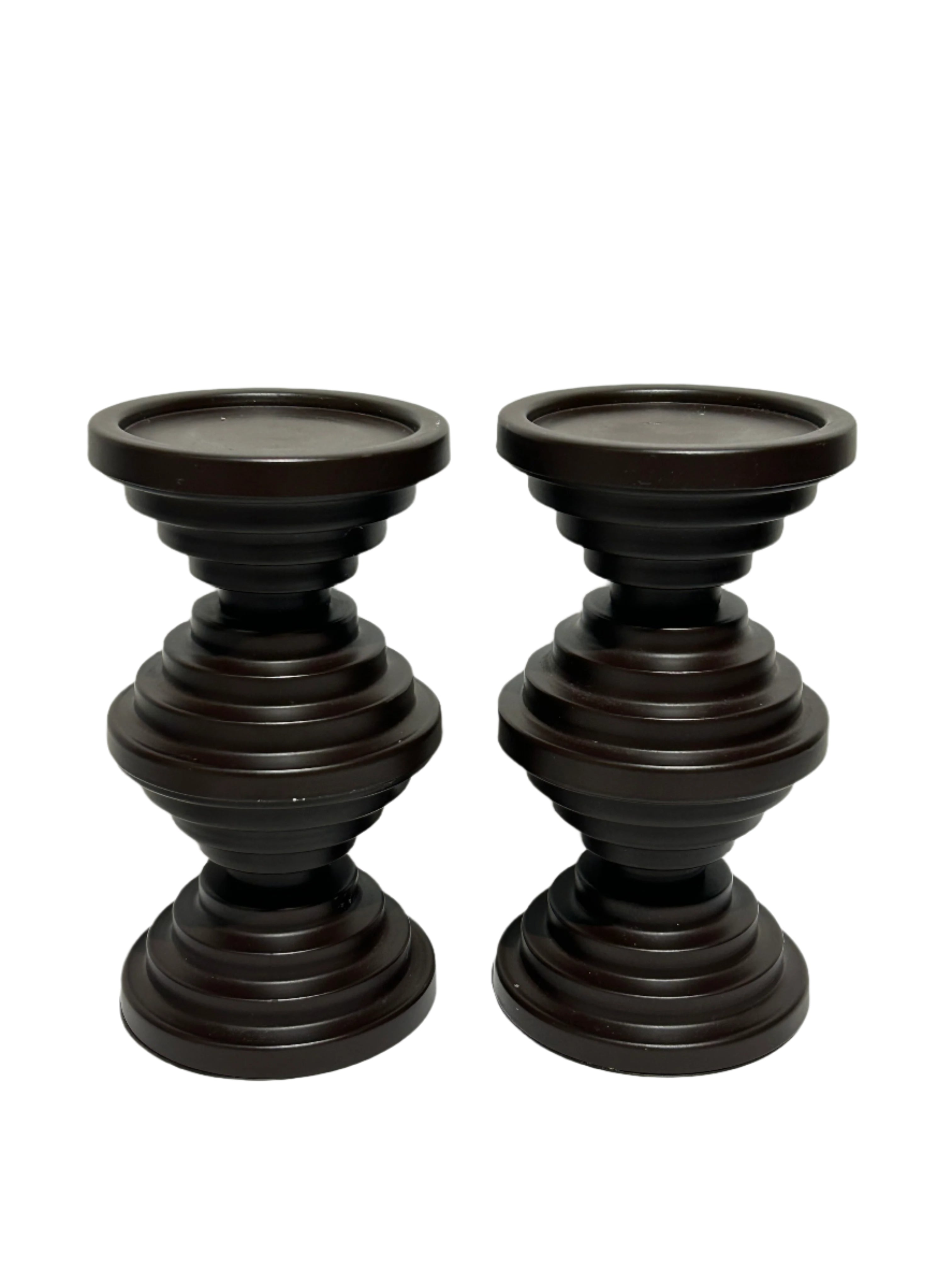 Vintage set of metal pillar candle holders