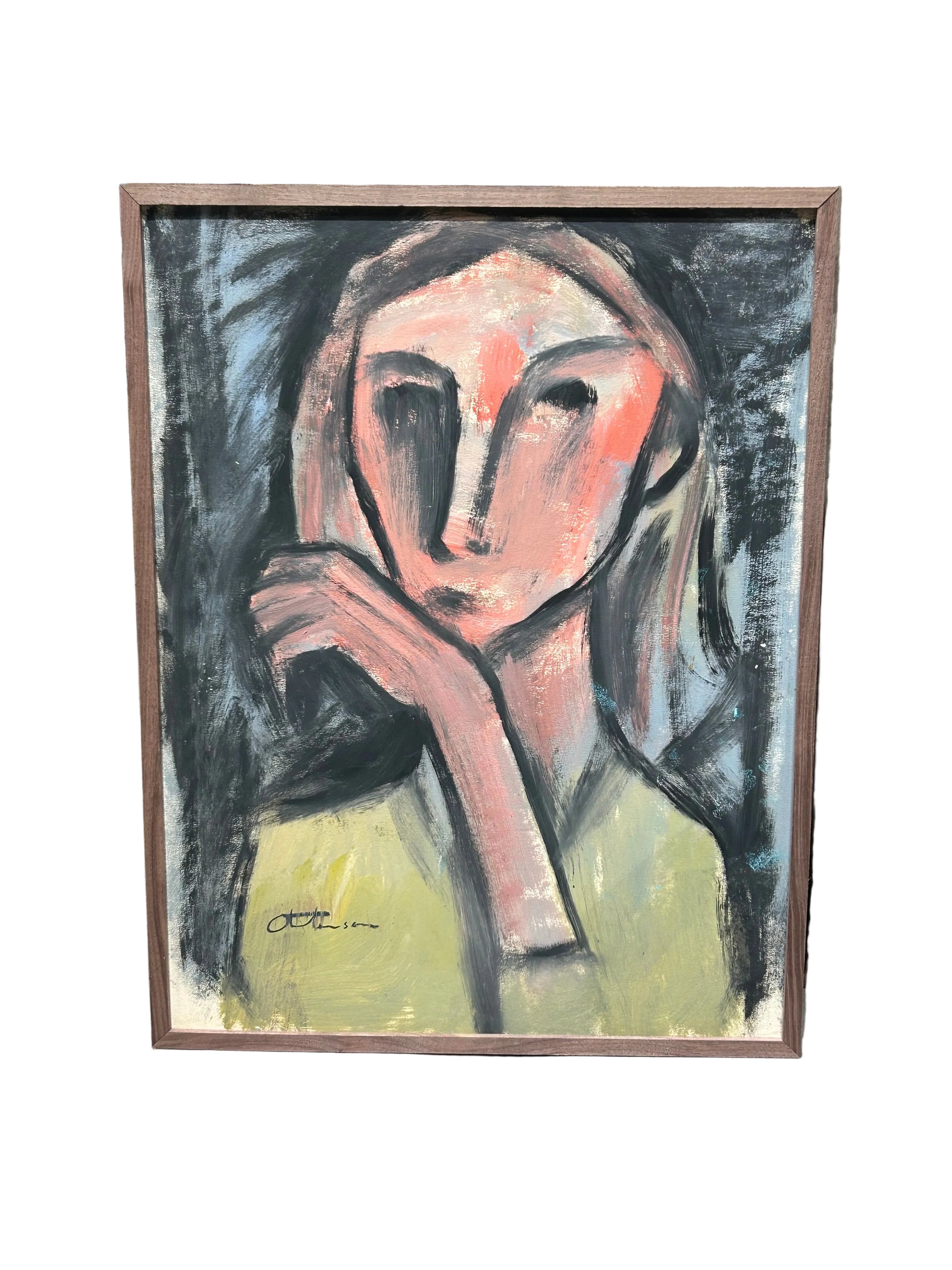 Expressionist style portrait signed