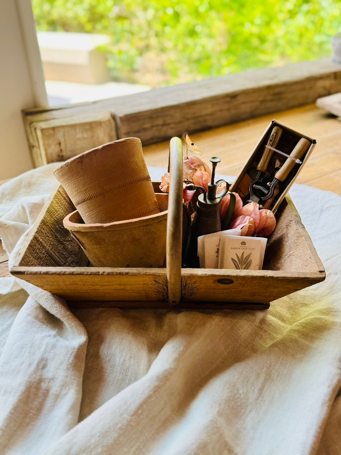 Vintage wooden basket