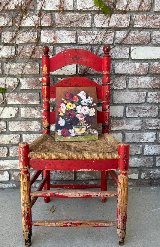 Red wicker chair