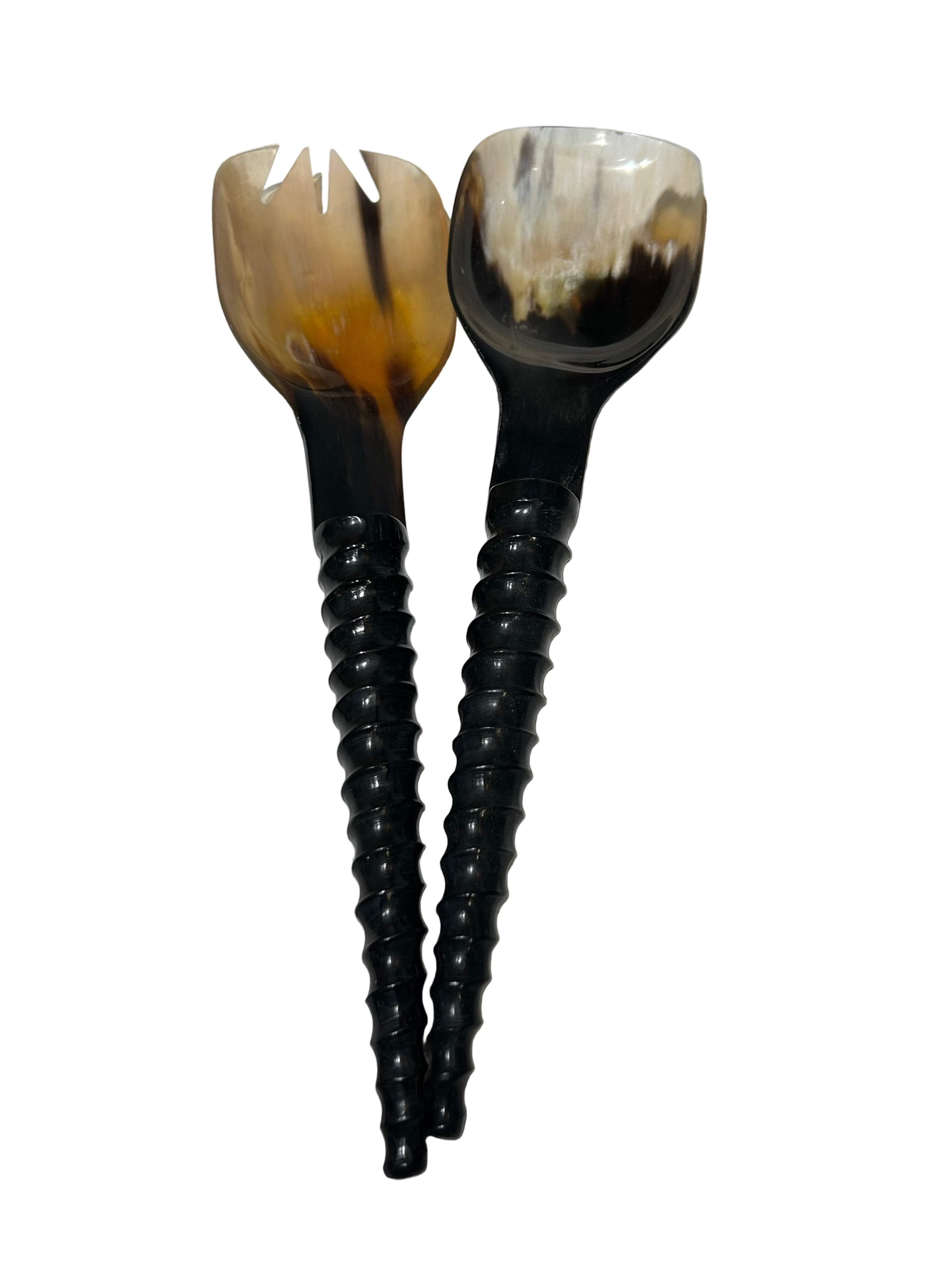 Set of horn salad servers