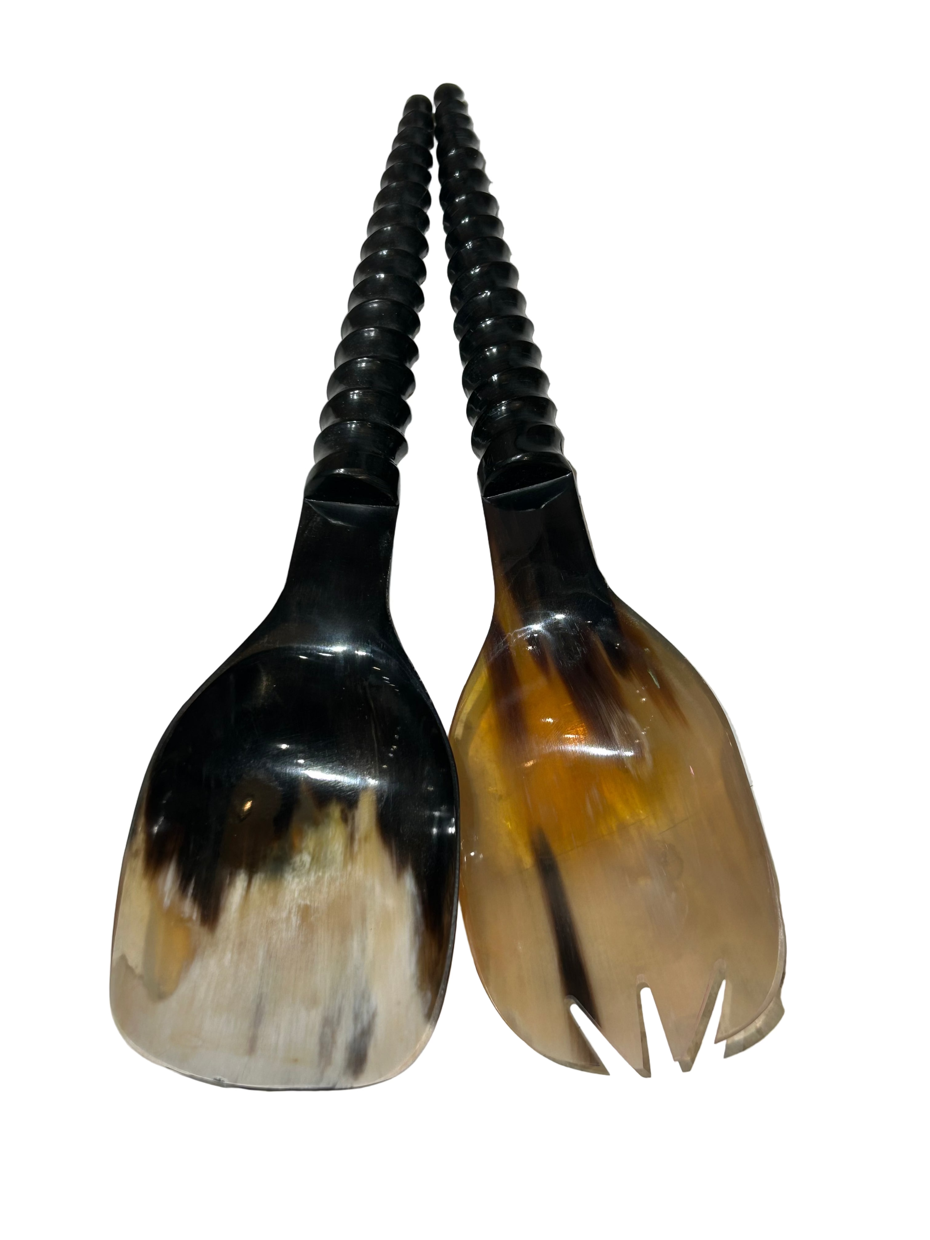 Set of horn salad servers