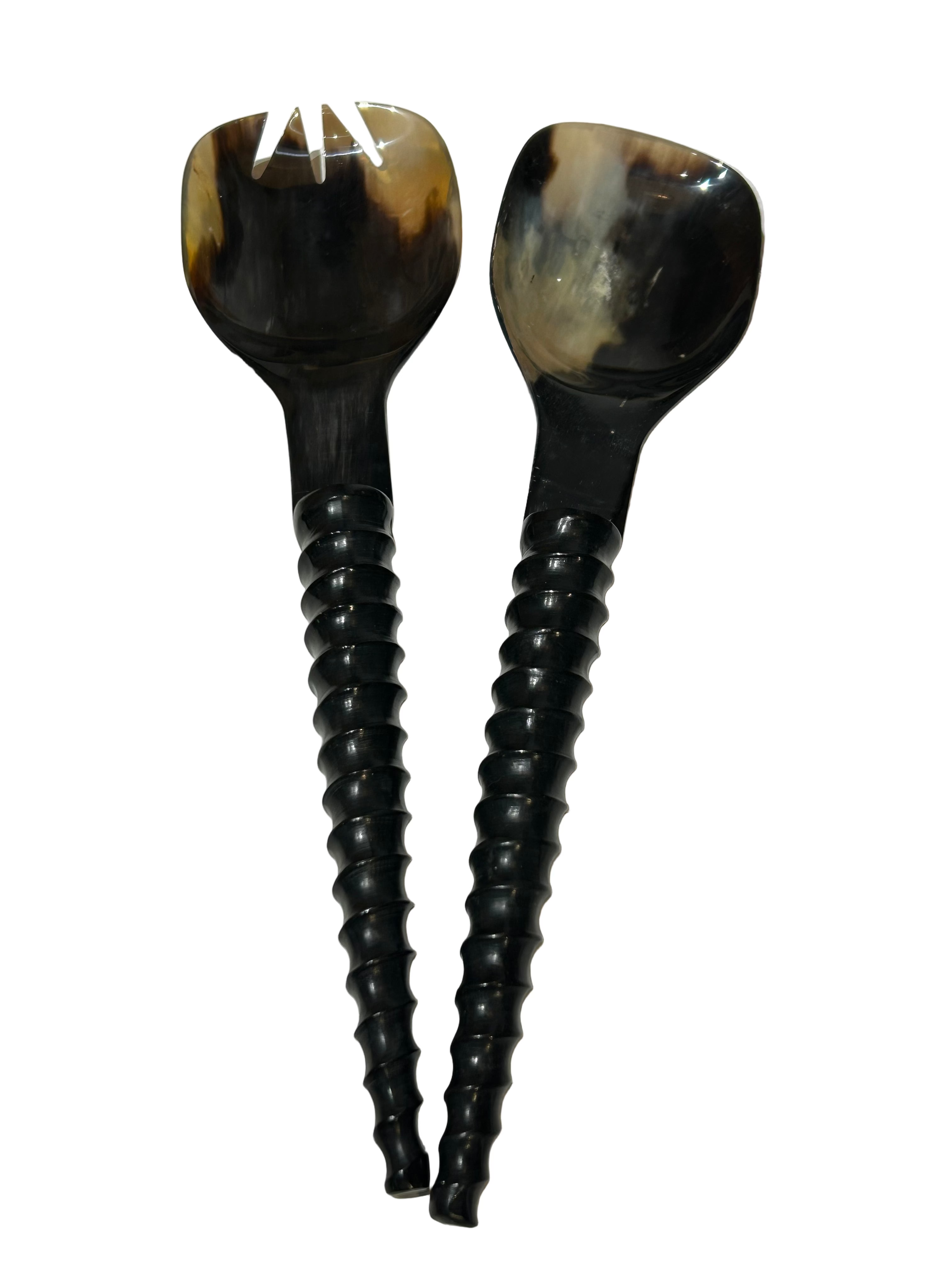 Set of horn salad servers