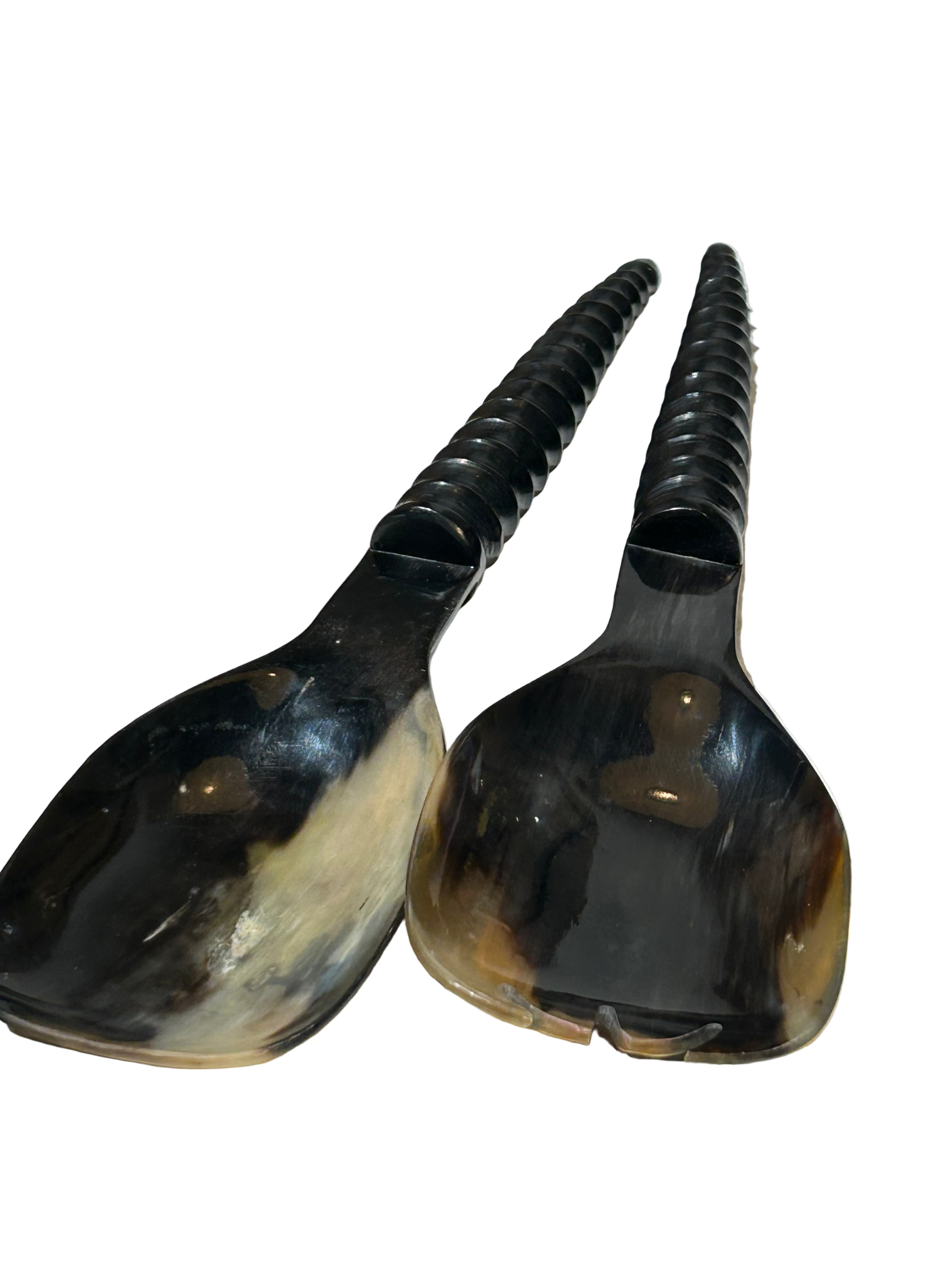 Set of horn salad servers