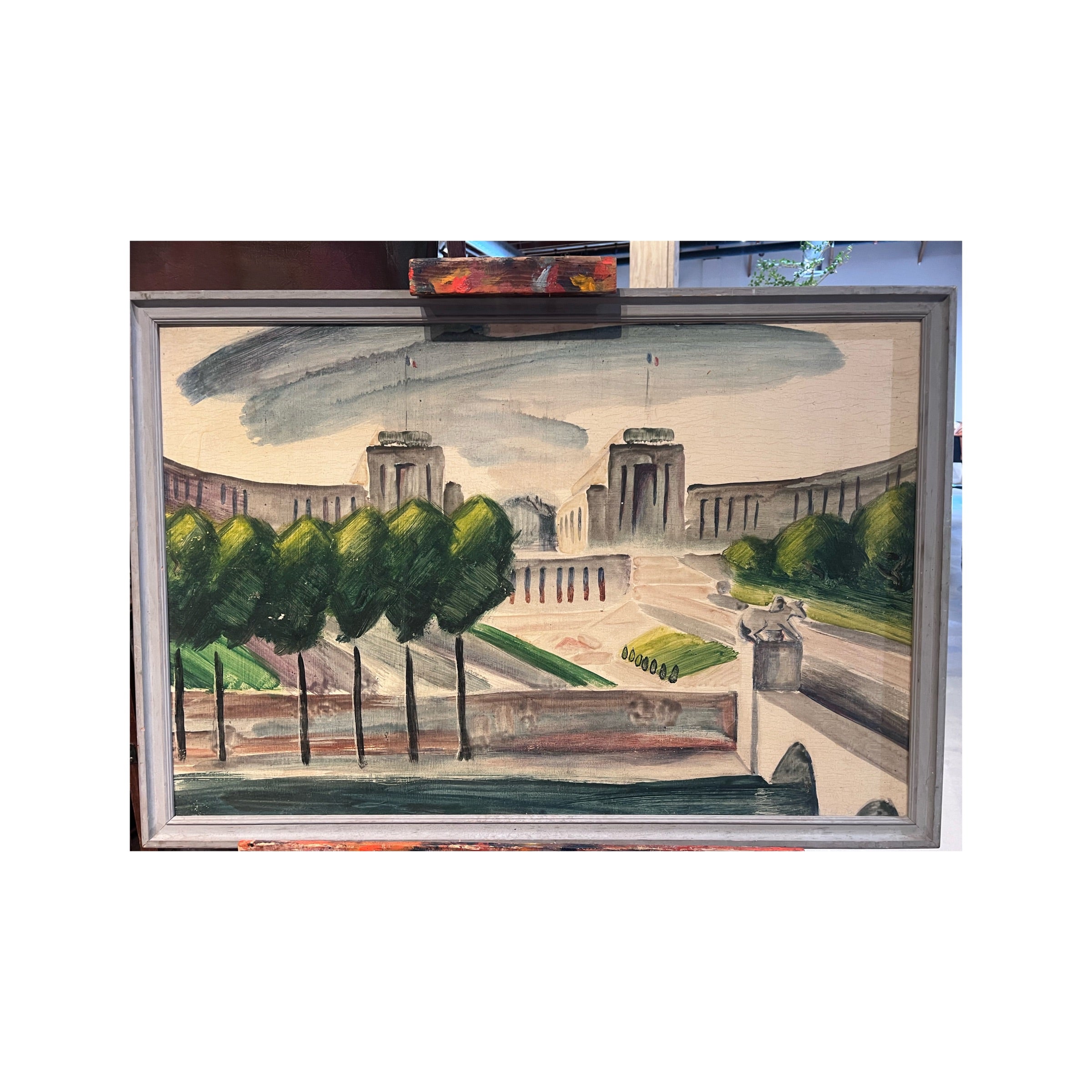 Vintage painting of French landmark