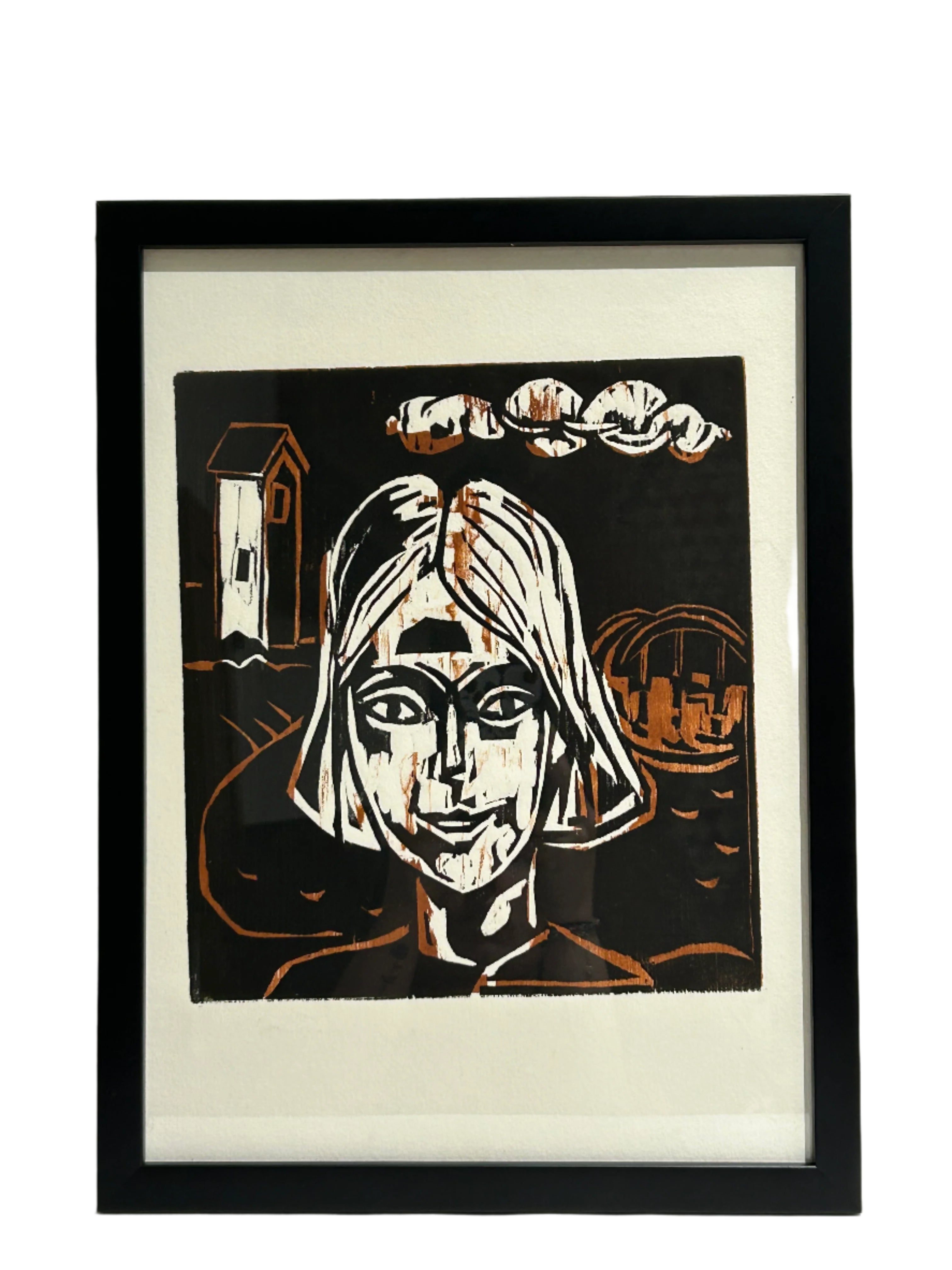 Modern block print of woman