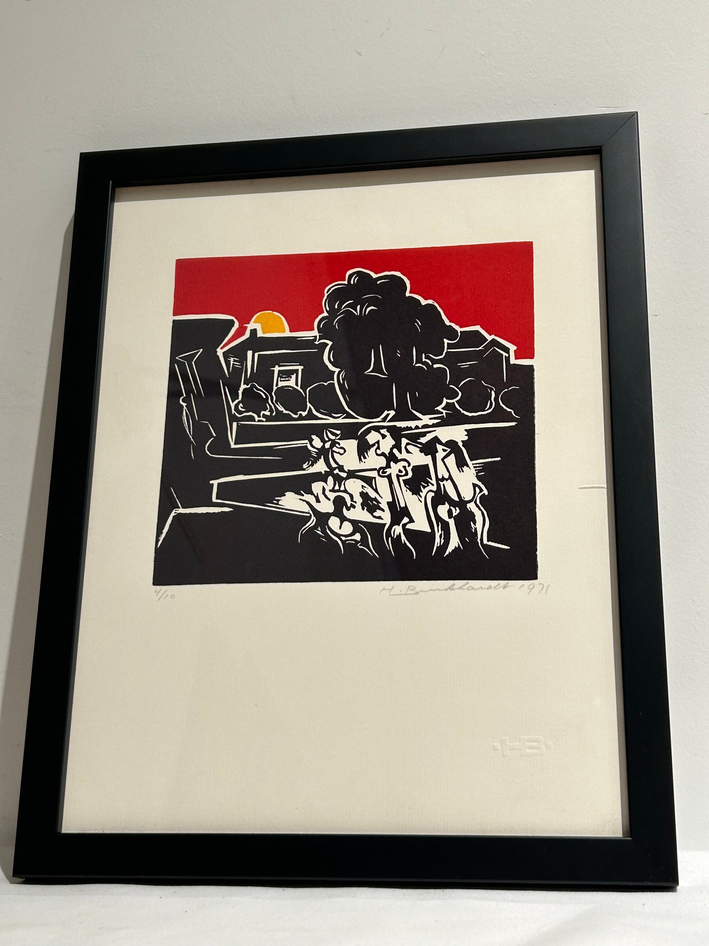 Modern red and black block print