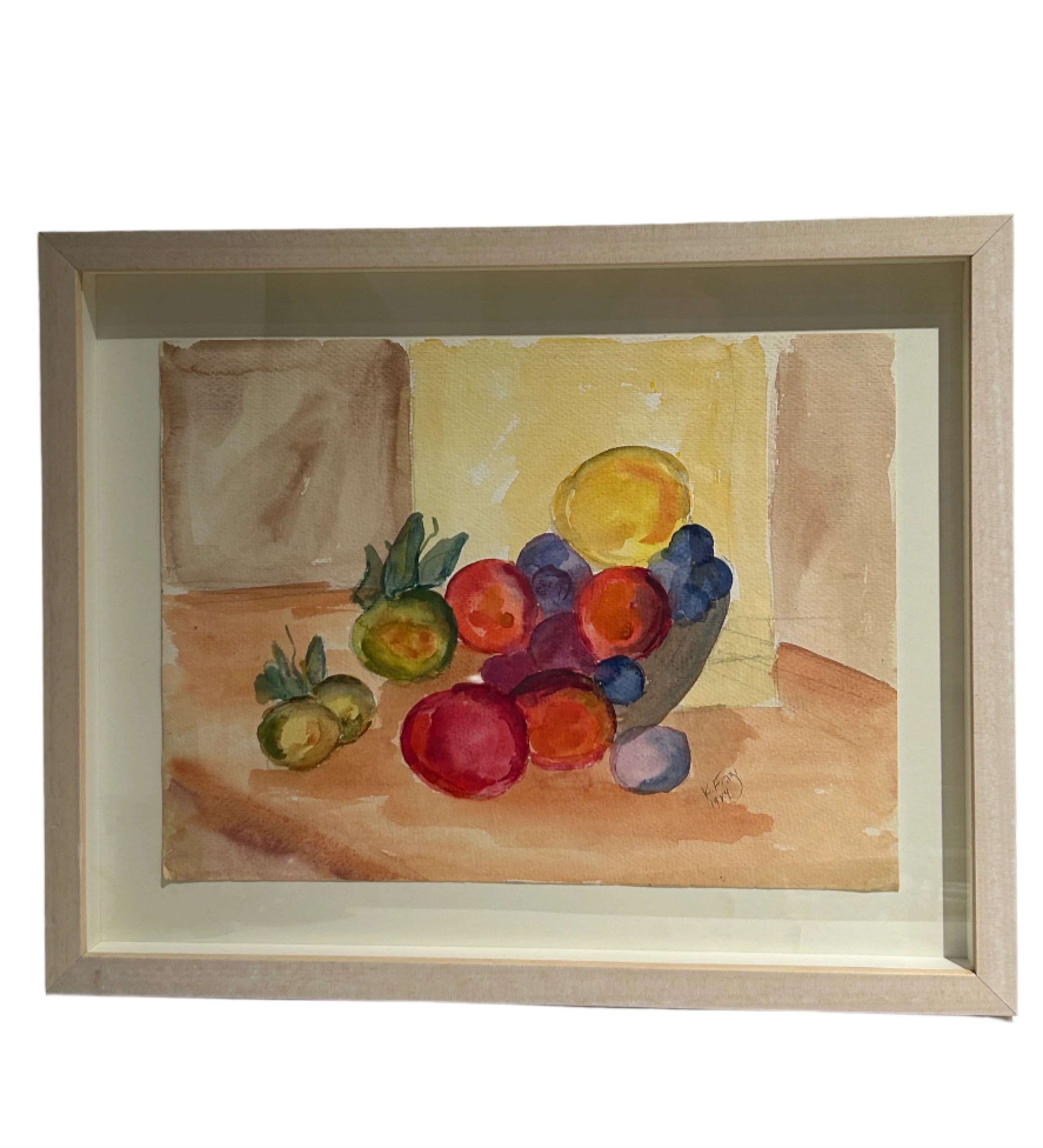 Framed watercolor of fruit